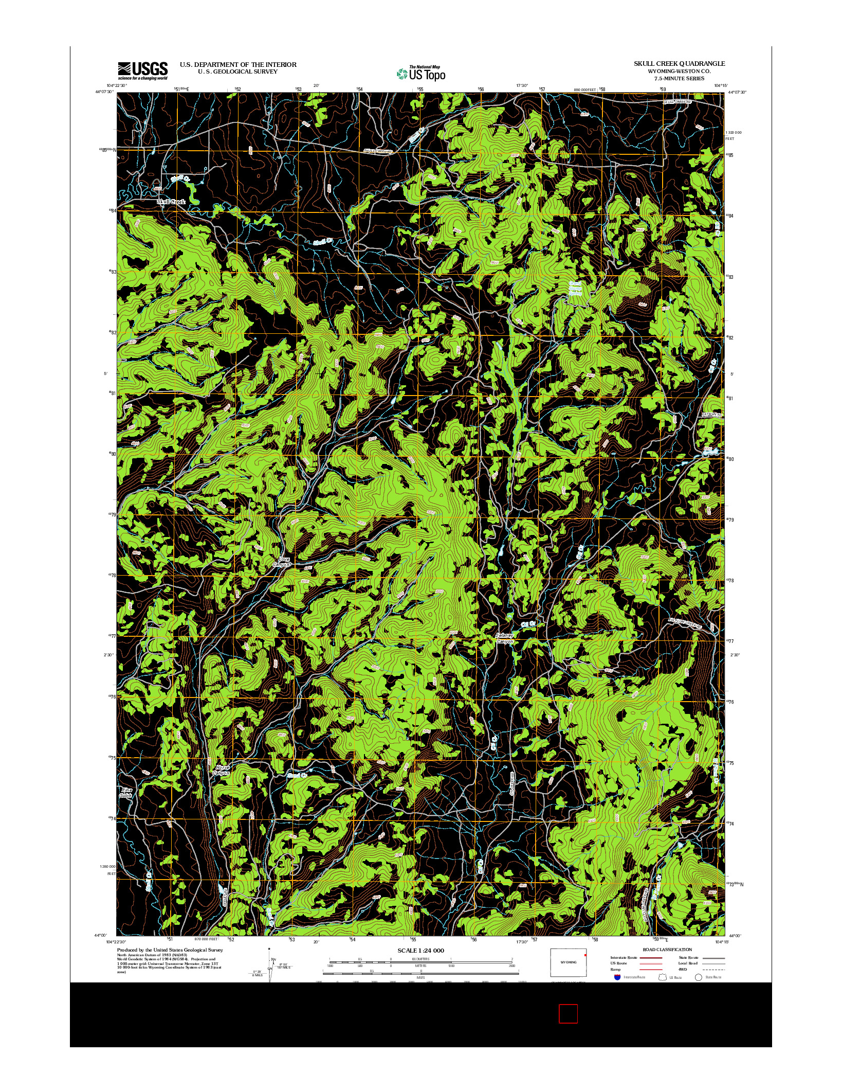 USGS US TOPO 7.5-MINUTE MAP FOR SKULL CREEK, WY 2012