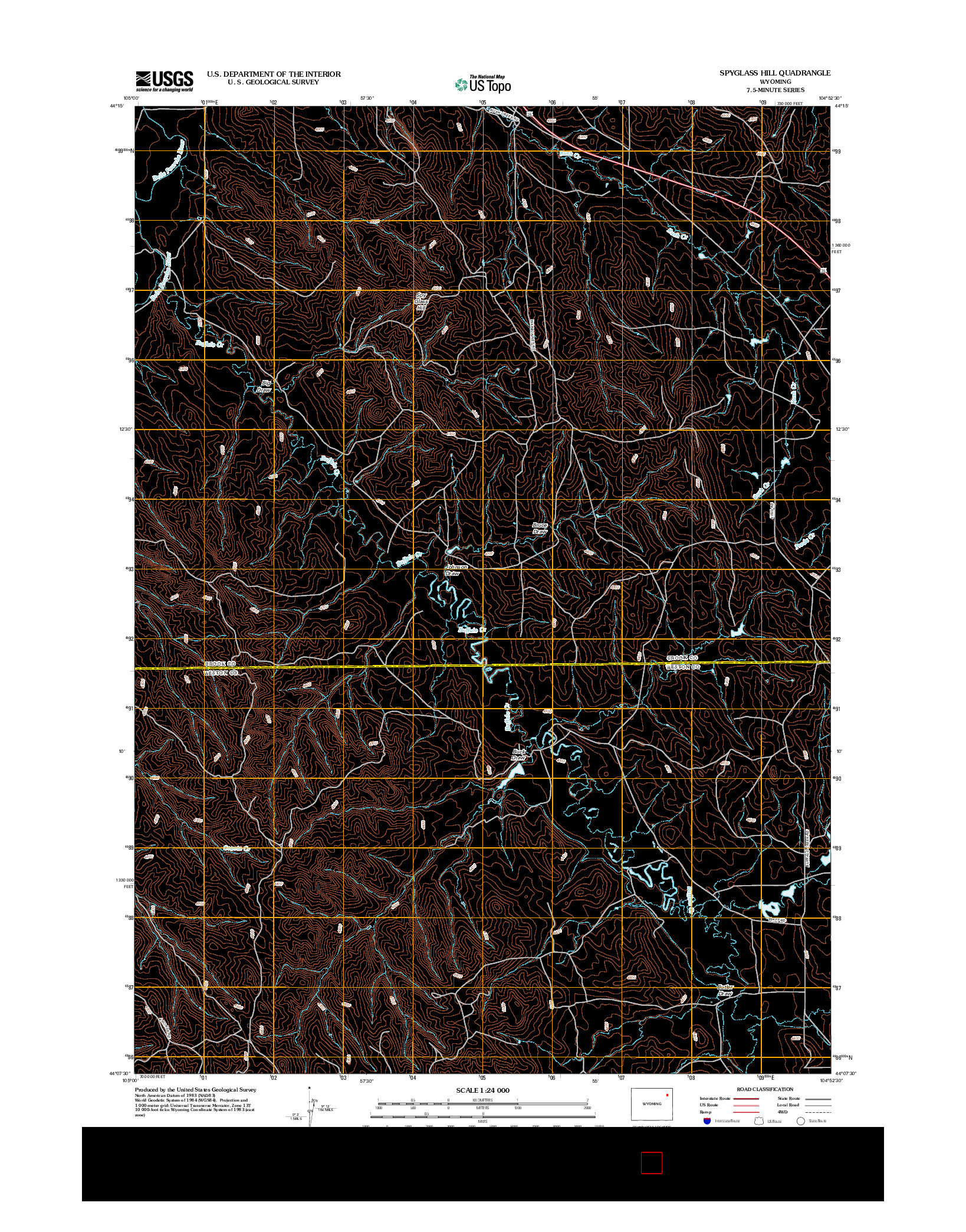 USGS US TOPO 7.5-MINUTE MAP FOR SPYGLASS HILL, WY 2012