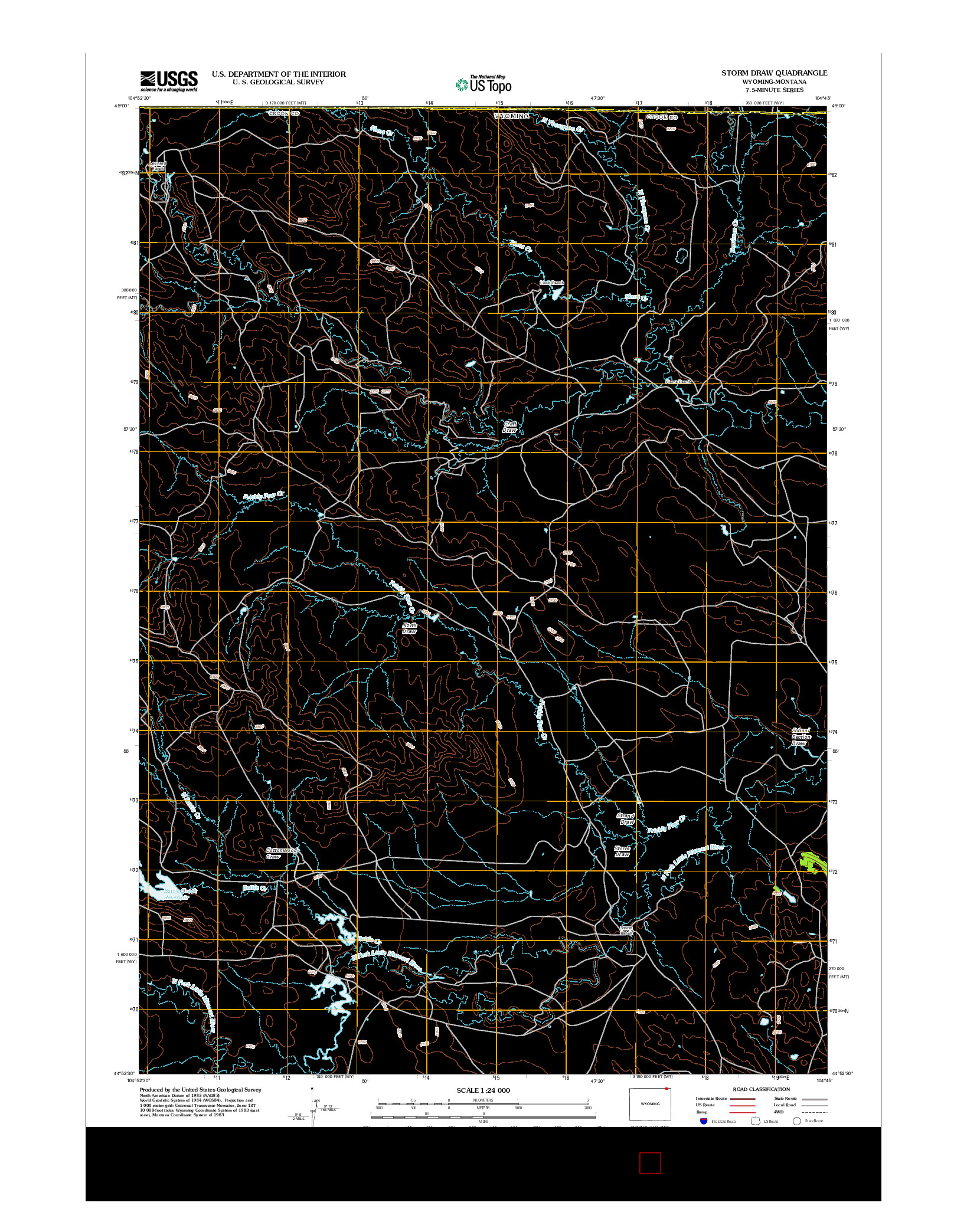 USGS US TOPO 7.5-MINUTE MAP FOR STORM DRAW, WY-MT 2012