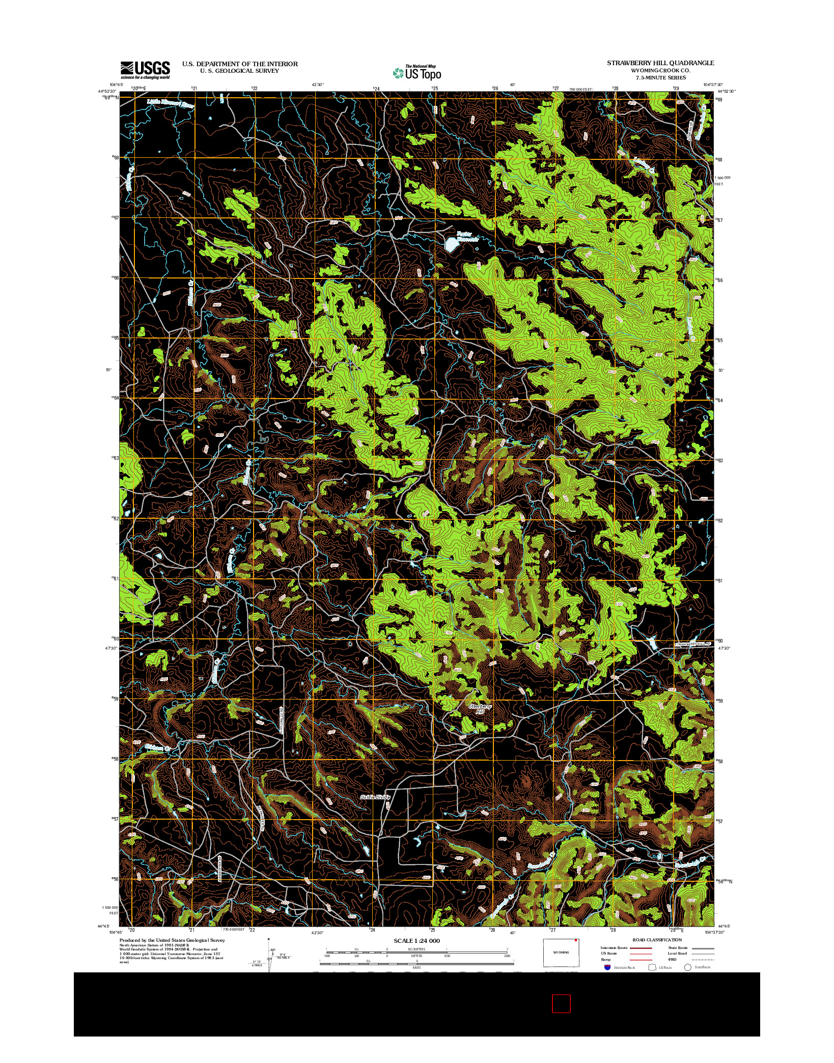 USGS US TOPO 7.5-MINUTE MAP FOR STRAWBERRY HILL, WY 2012