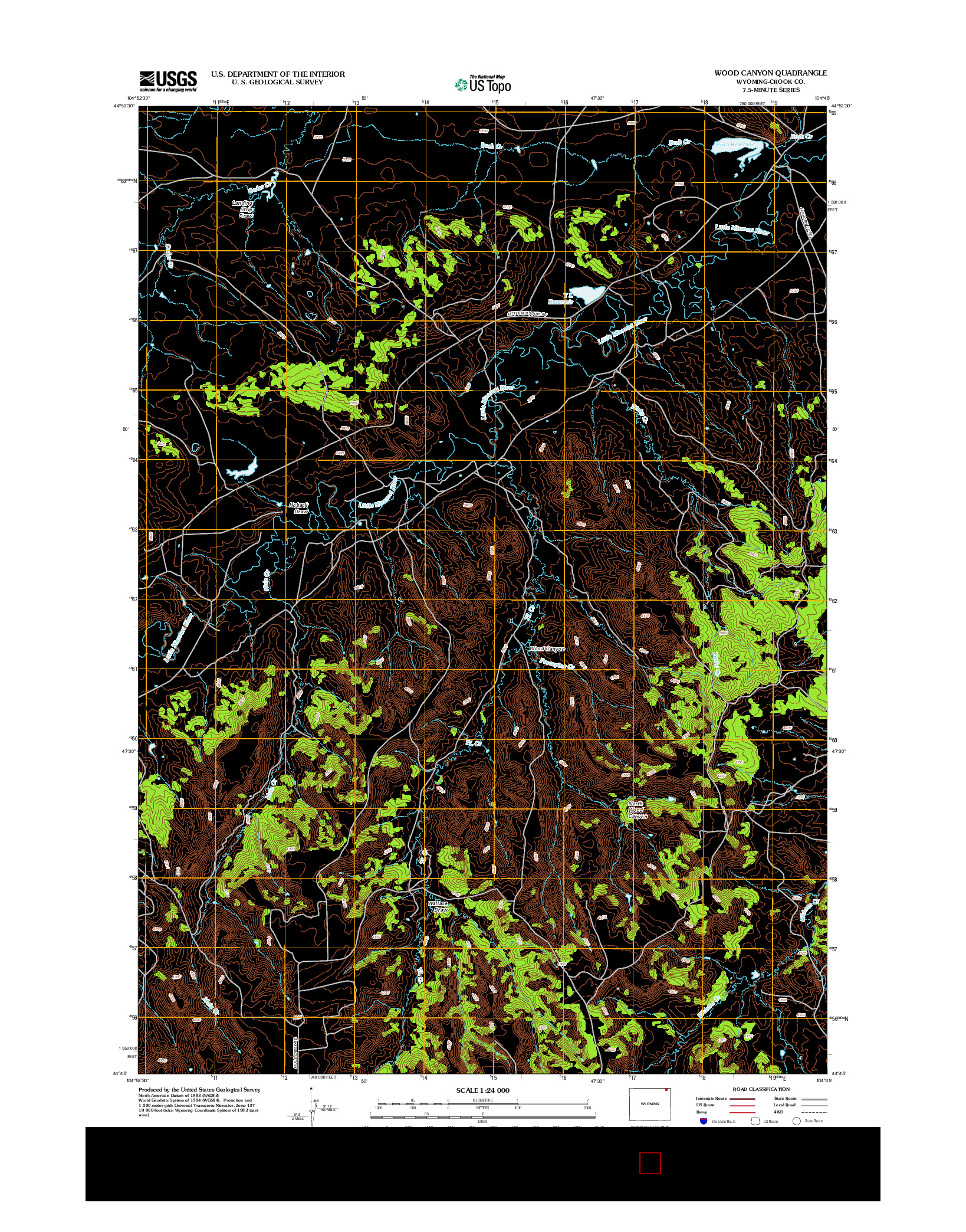 USGS US TOPO 7.5-MINUTE MAP FOR WOOD CANYON, WY 2012