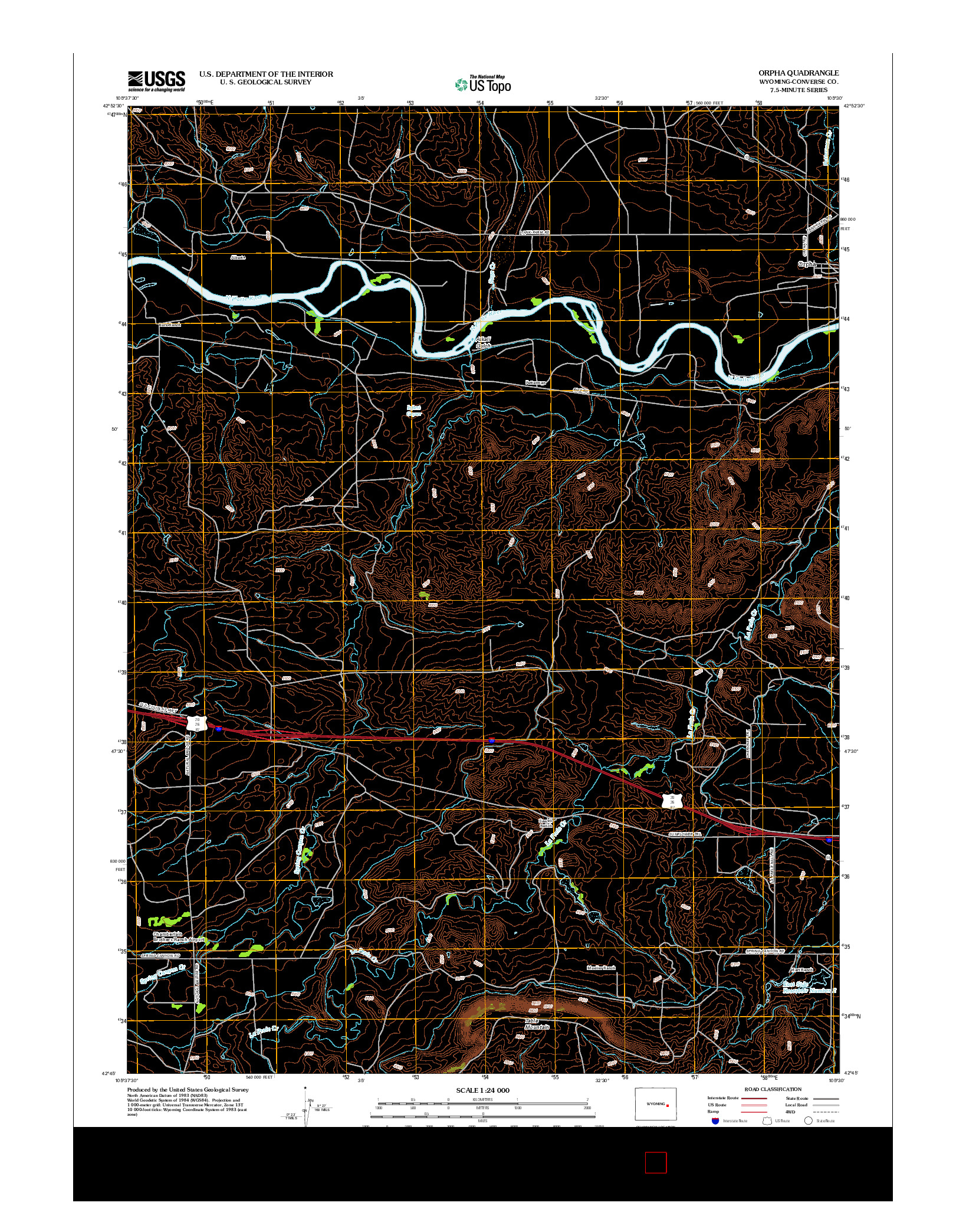 USGS US TOPO 7.5-MINUTE MAP FOR ORPHA, WY 2012