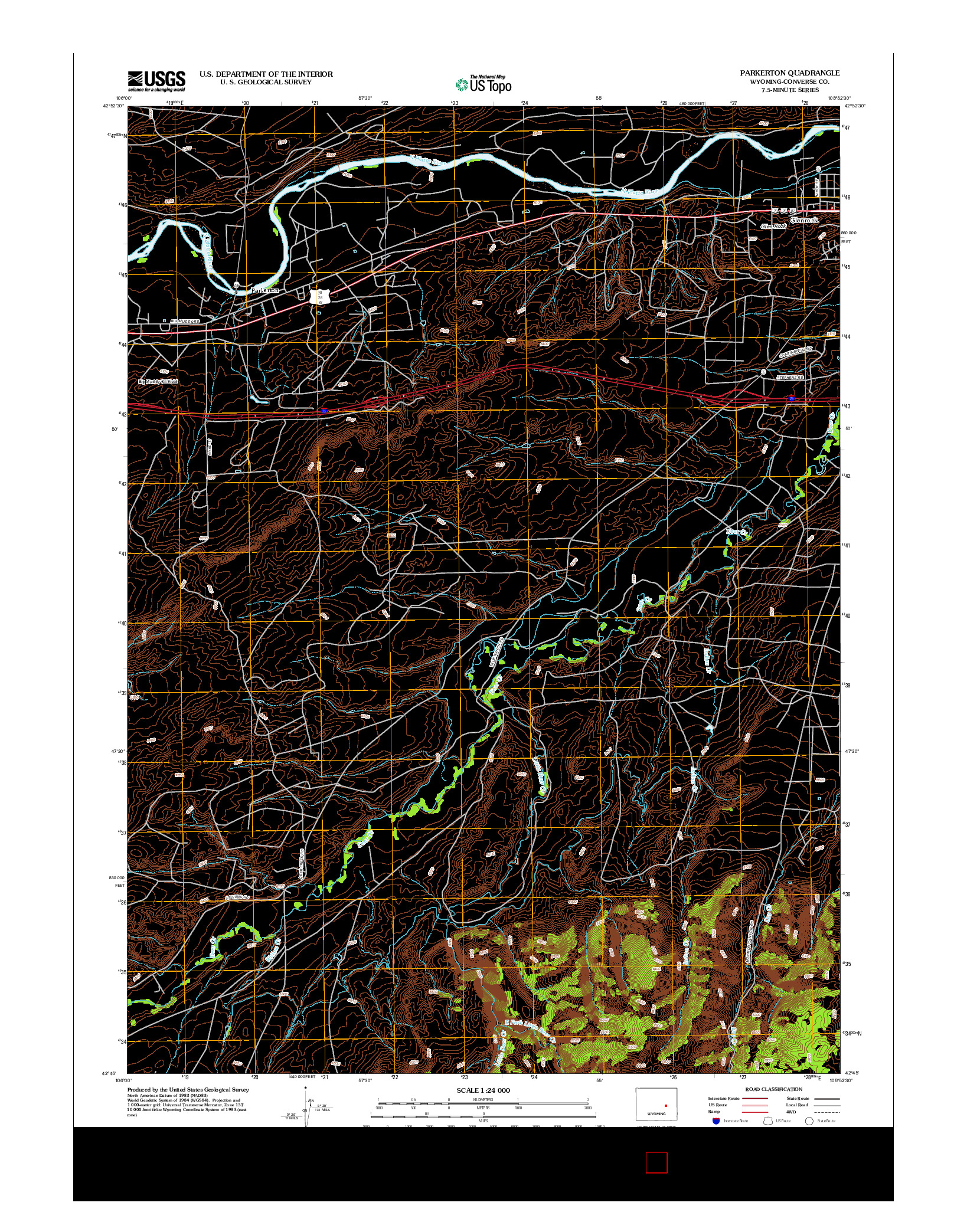 USGS US TOPO 7.5-MINUTE MAP FOR PARKERTON, WY 2012