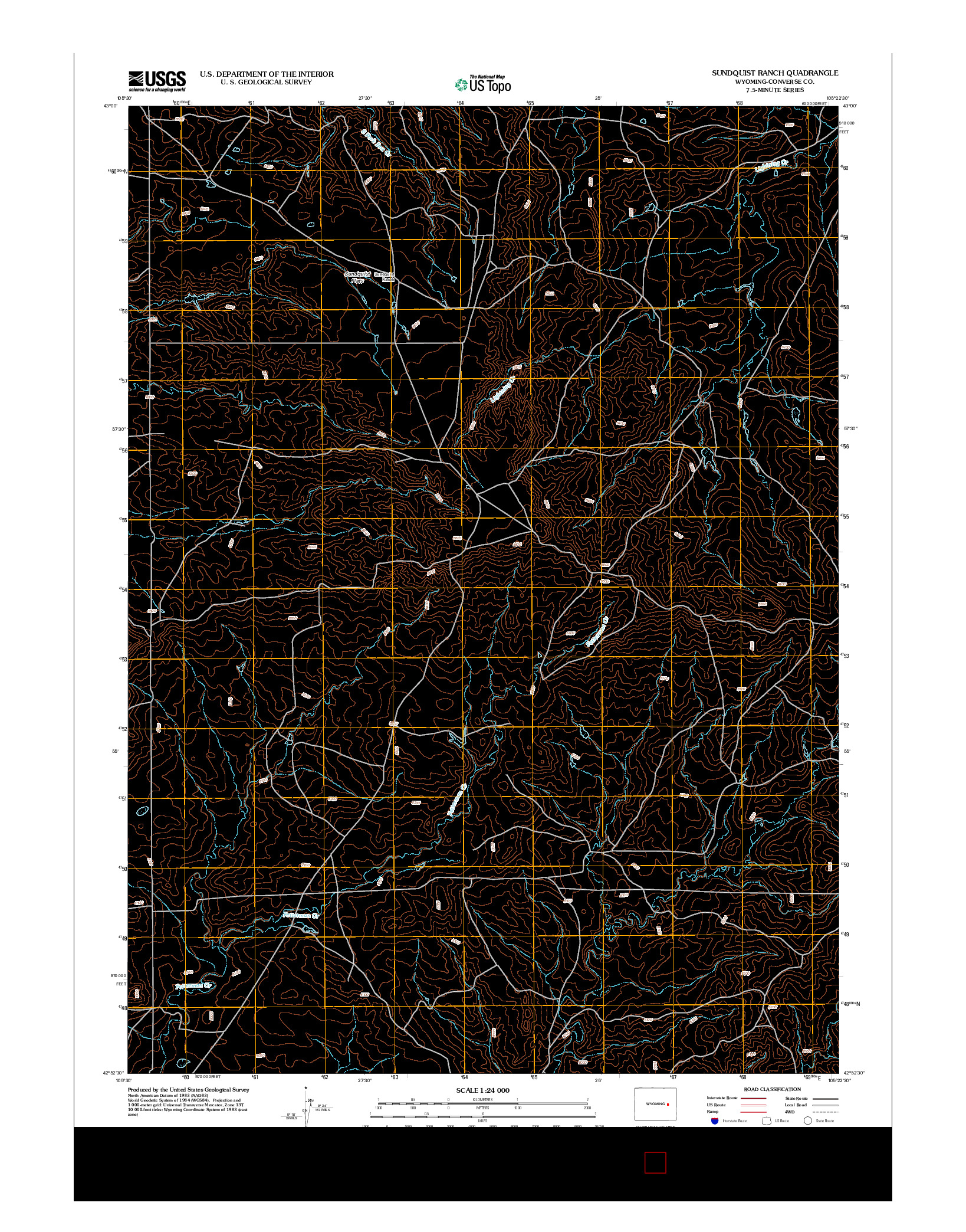 USGS US TOPO 7.5-MINUTE MAP FOR SUNDQUIST RANCH, WY 2012