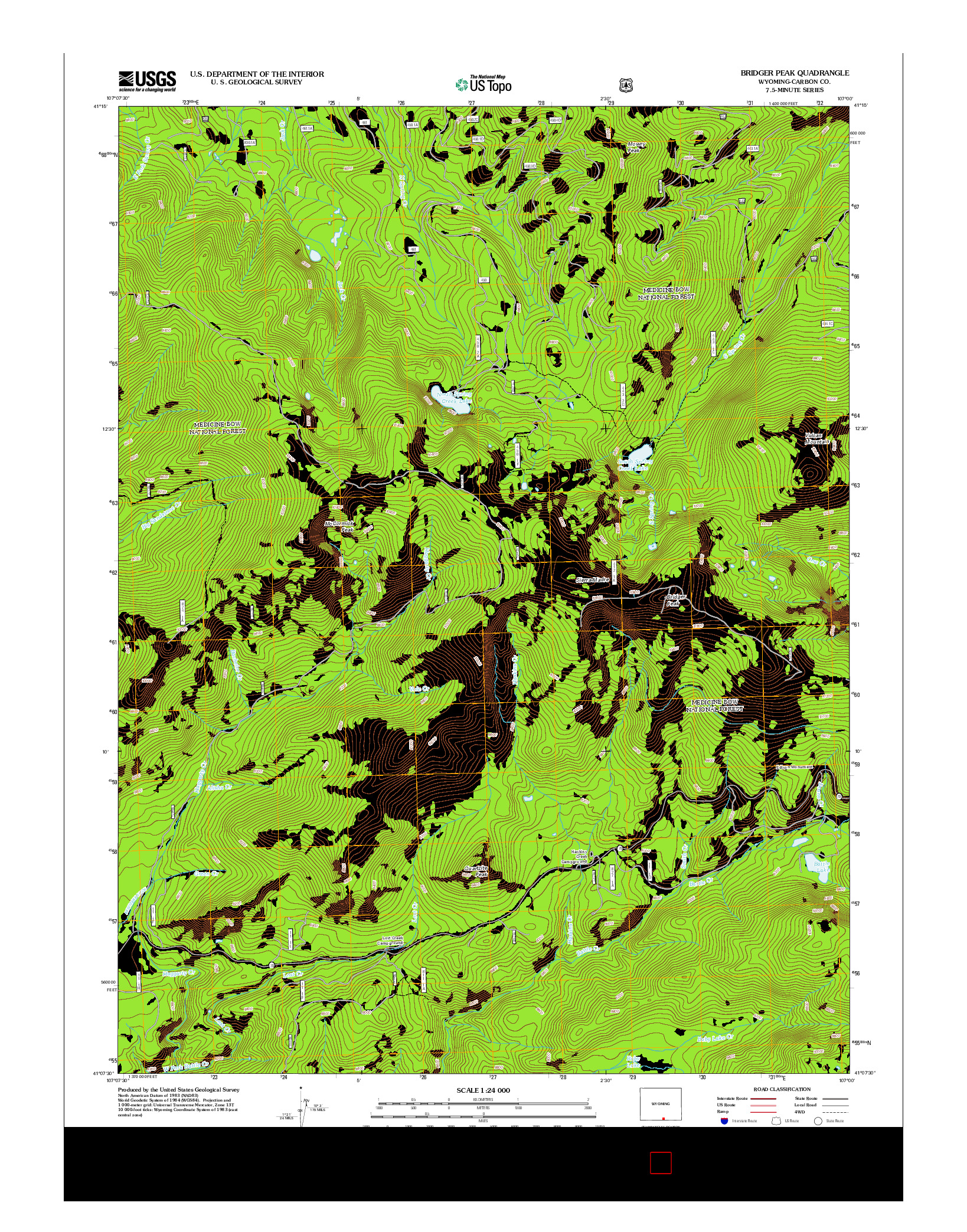 USGS US TOPO 7.5-MINUTE MAP FOR BRIDGER PEAK, WY 2012