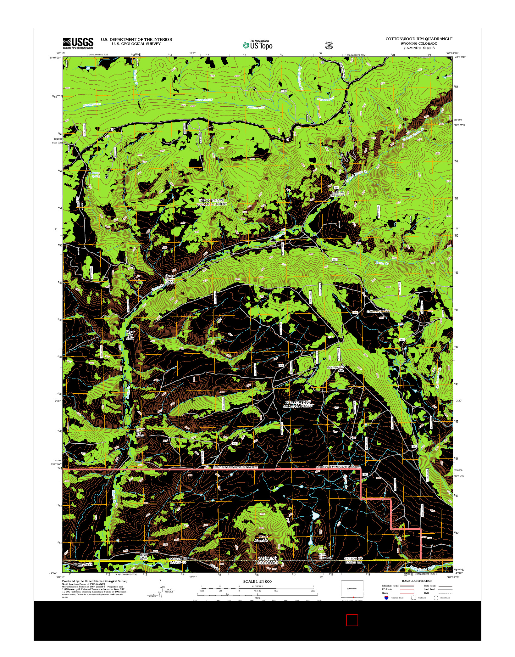 USGS US TOPO 7.5-MINUTE MAP FOR COTTONWOOD RIM, WY-CO 2012