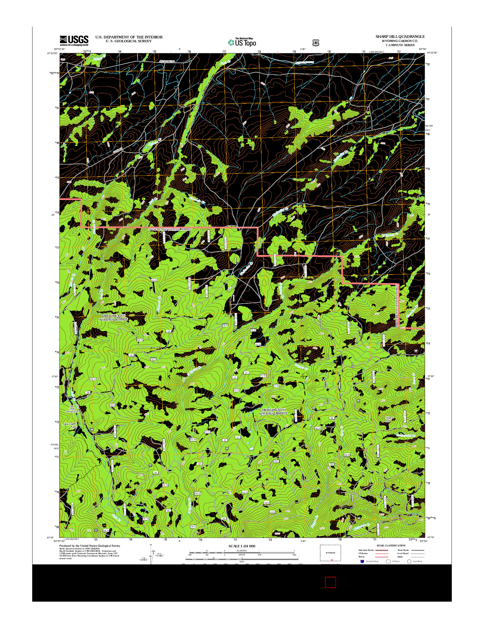 USGS US TOPO 7.5-MINUTE MAP FOR SHARP HILL, WY 2012