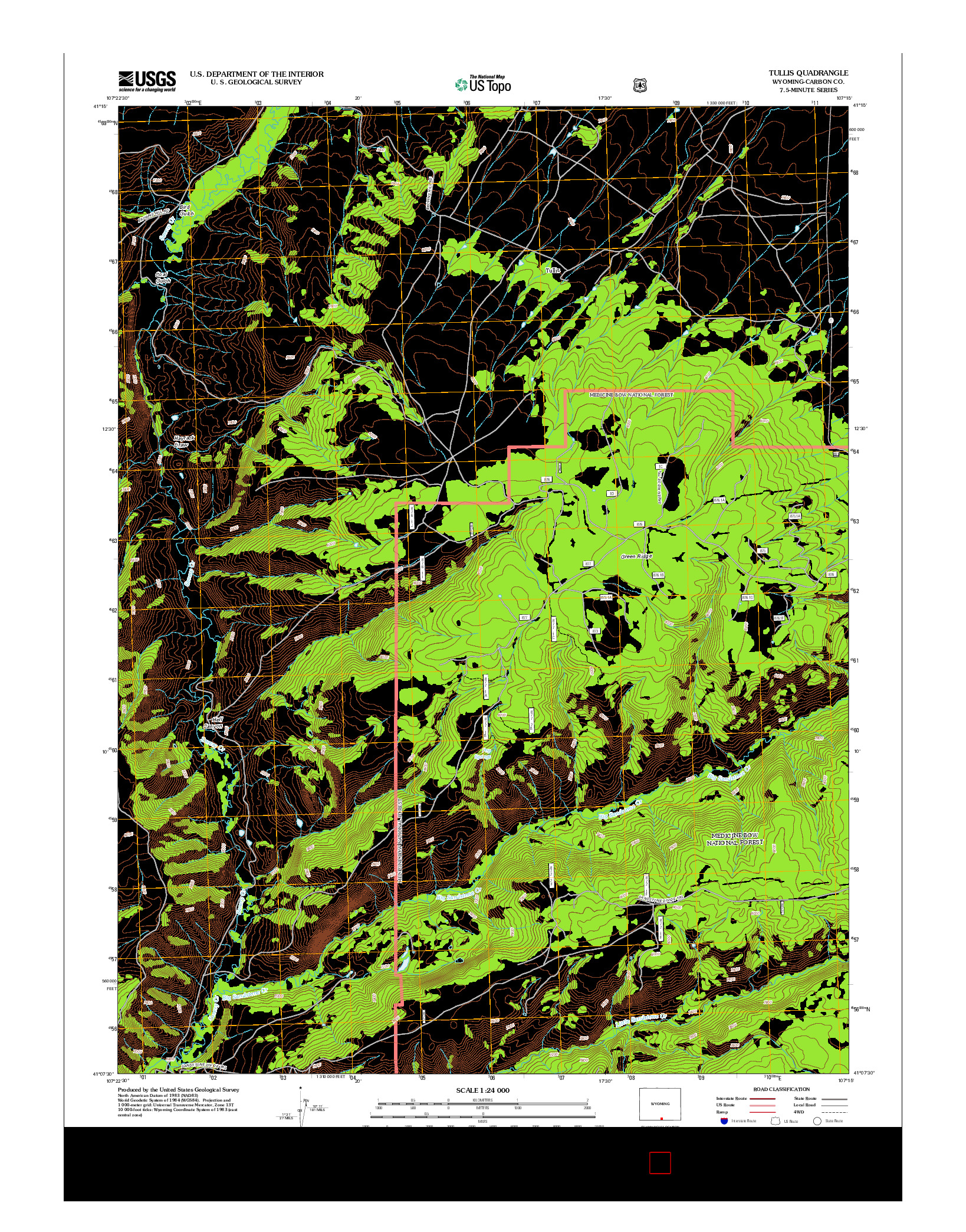 USGS US TOPO 7.5-MINUTE MAP FOR TULLIS, WY 2012
