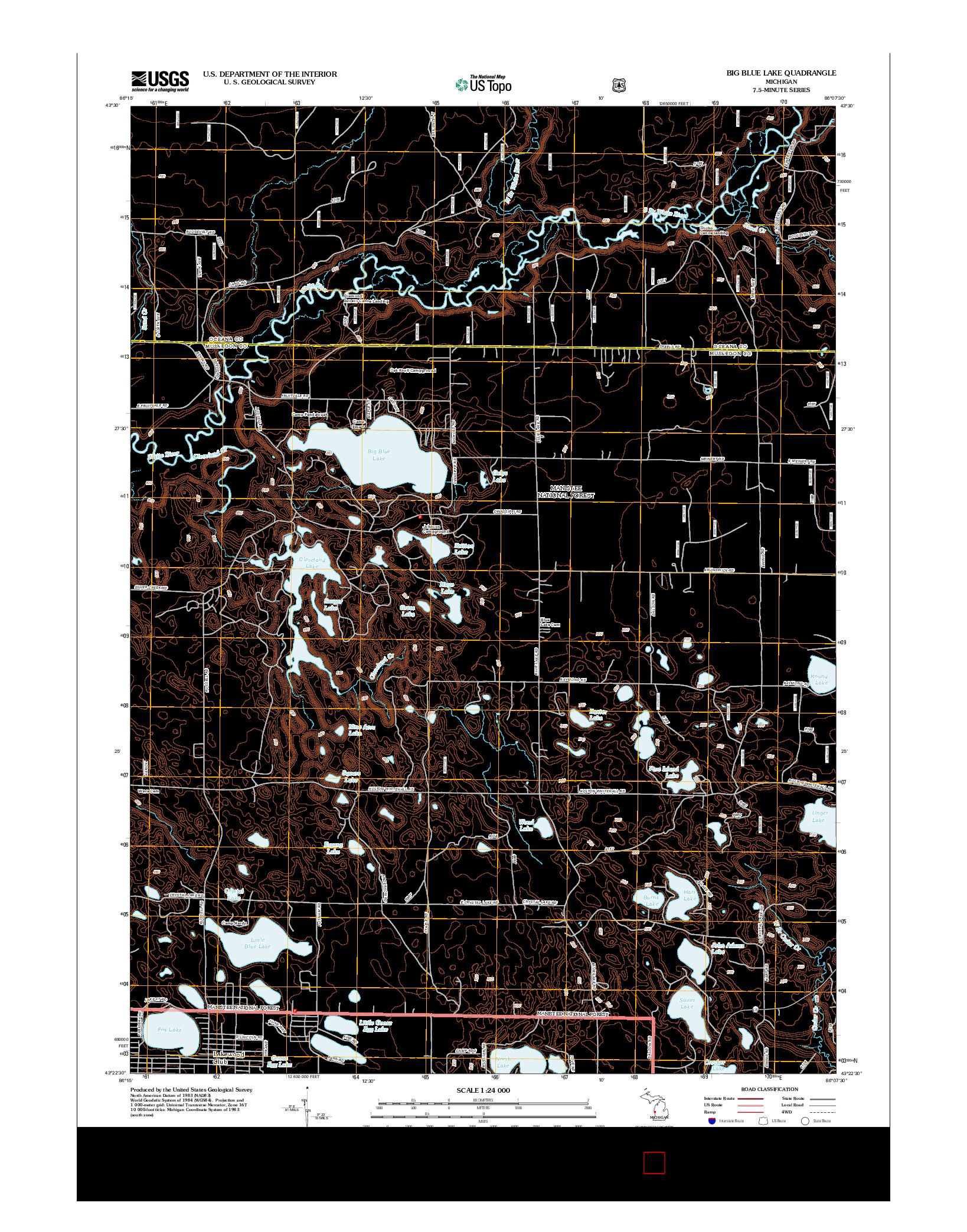 USGS US TOPO 7.5-MINUTE MAP FOR BIG BLUE LAKE, MI 2012