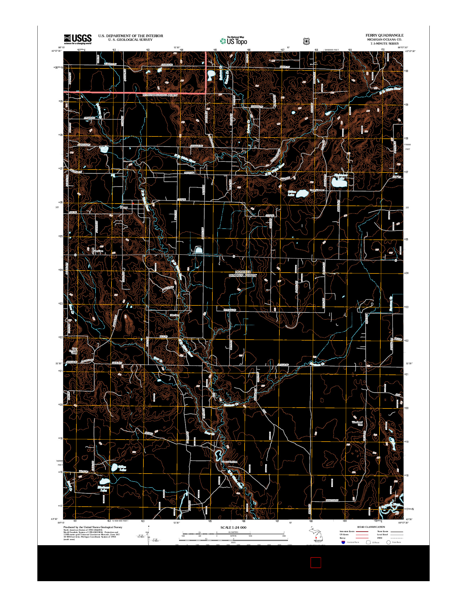 USGS US TOPO 7.5-MINUTE MAP FOR FERRY, MI 2012