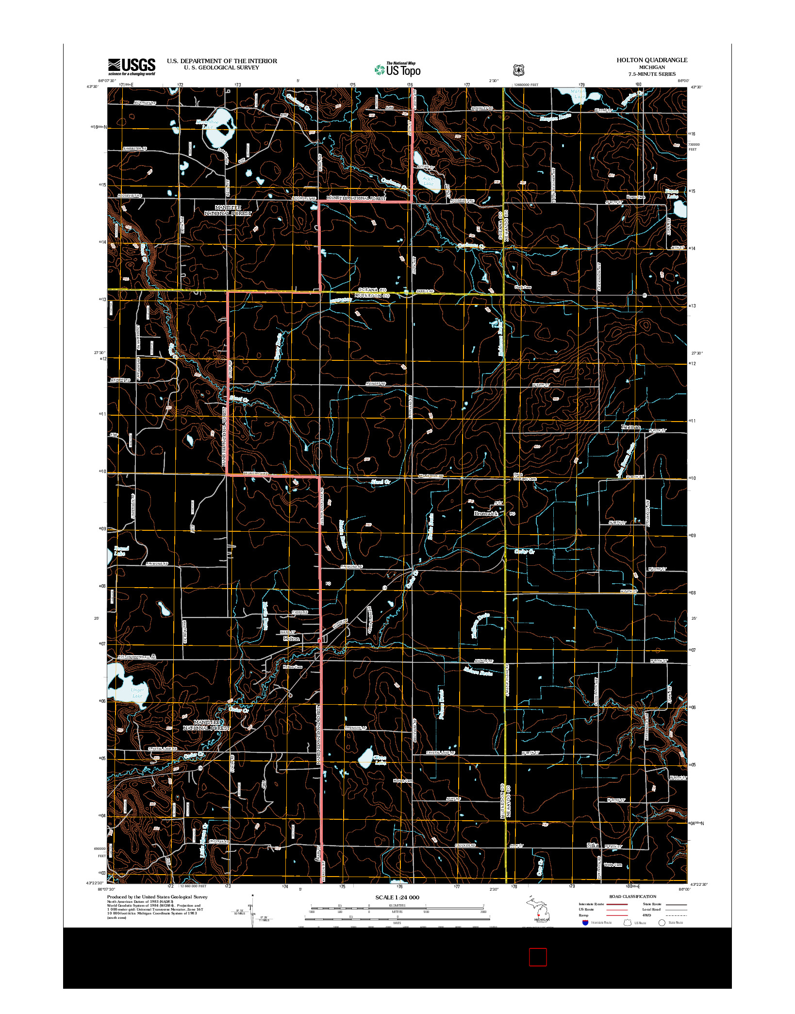 USGS US TOPO 7.5-MINUTE MAP FOR HOLTON, MI 2012
