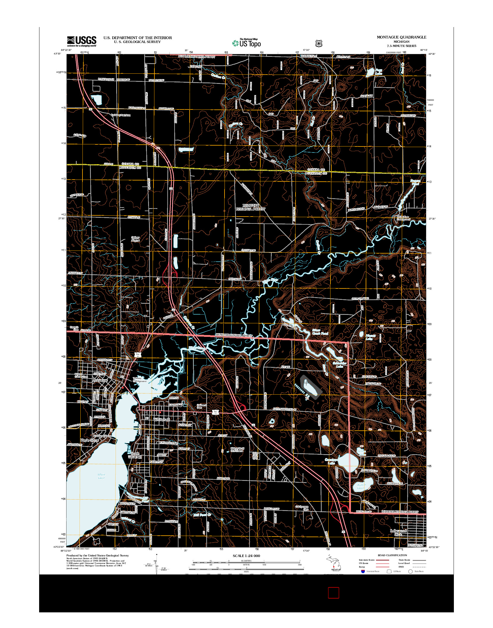 USGS US TOPO 7.5-MINUTE MAP FOR MONTAGUE, MI 2012