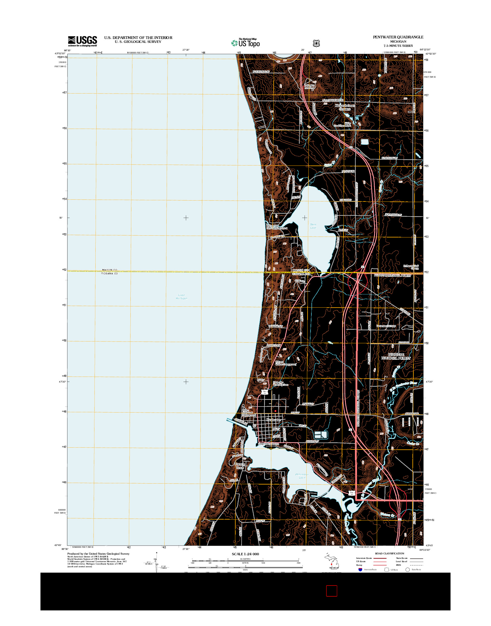 USGS US TOPO 7.5-MINUTE MAP FOR PENTWATER, MI 2012