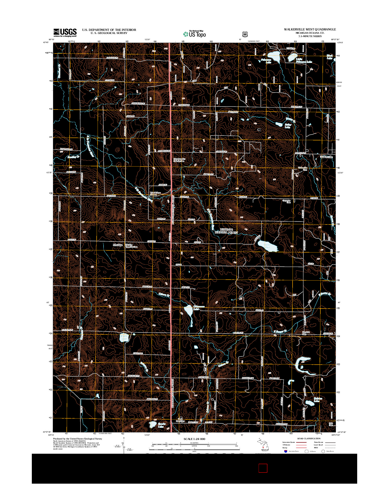 USGS US TOPO 7.5-MINUTE MAP FOR WALKERVILLE WEST, MI 2012