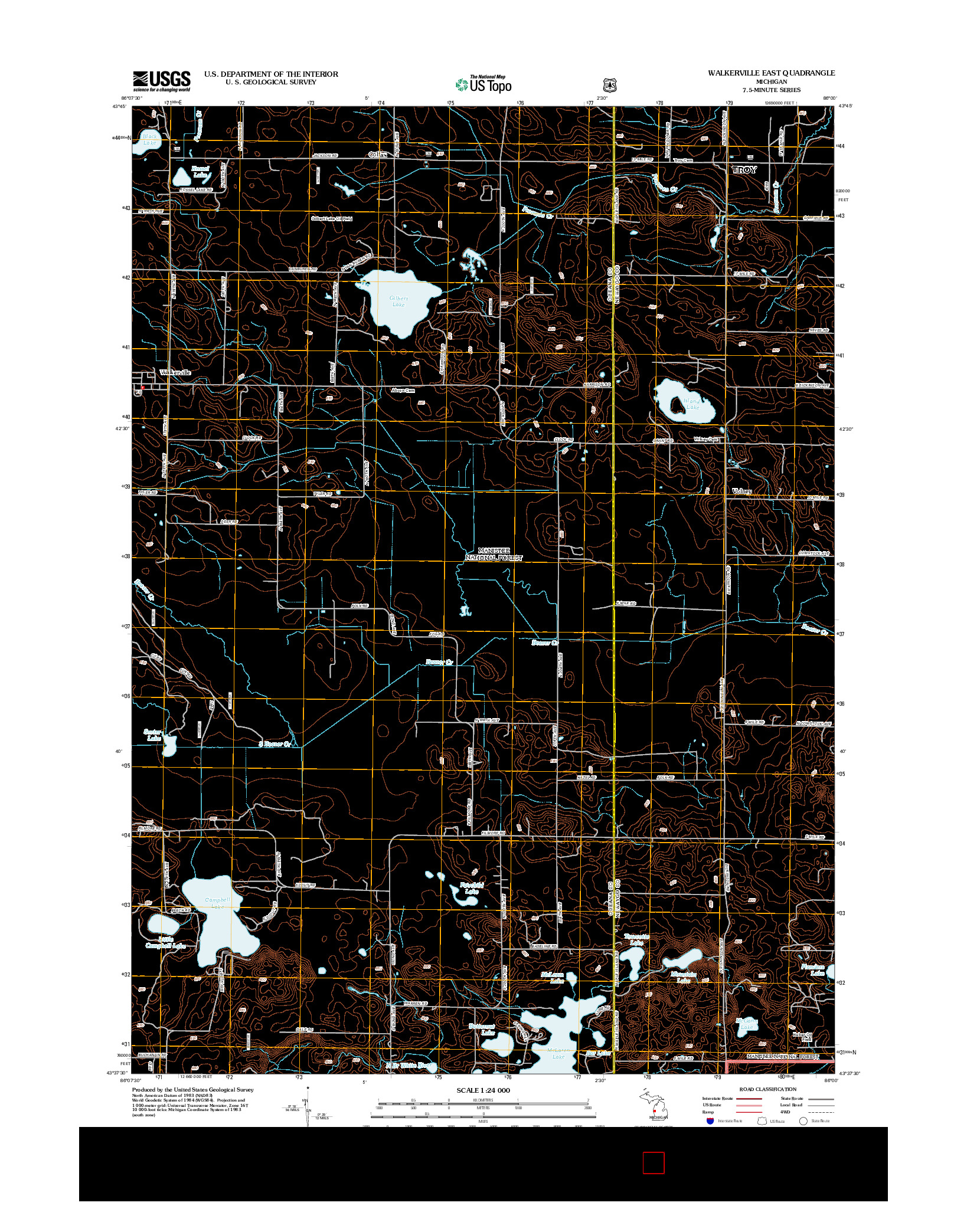 USGS US TOPO 7.5-MINUTE MAP FOR WALKERVILLE EAST, MI 2012