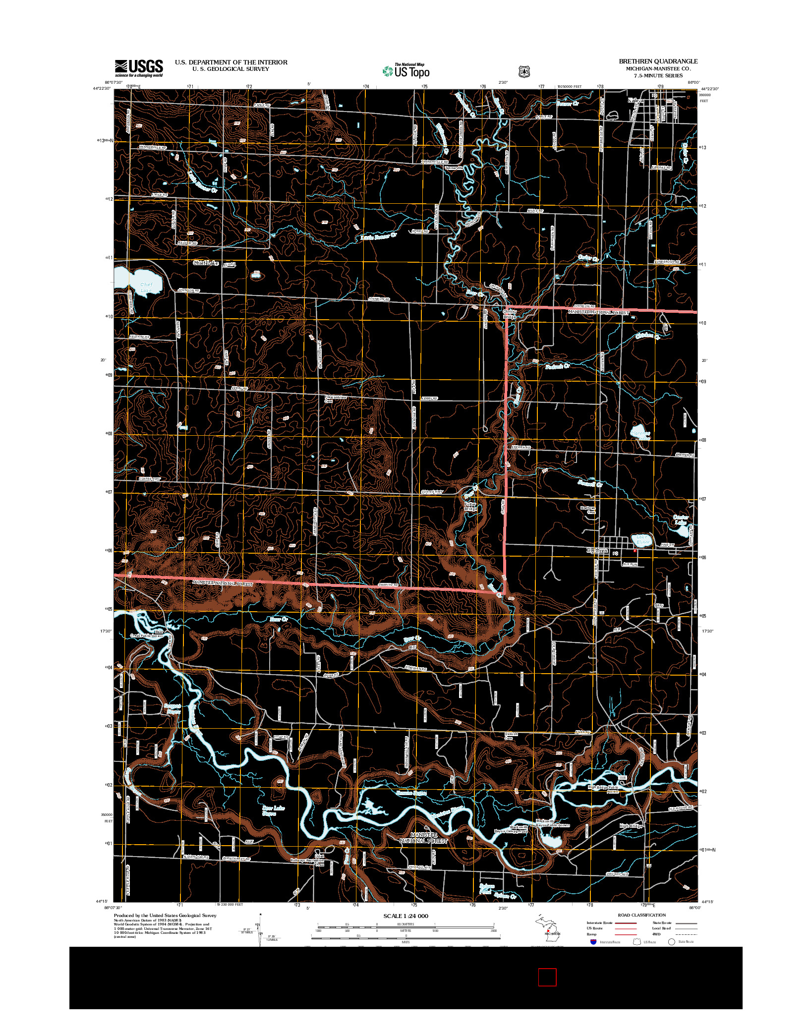 USGS US TOPO 7.5-MINUTE MAP FOR BRETHREN, MI 2012