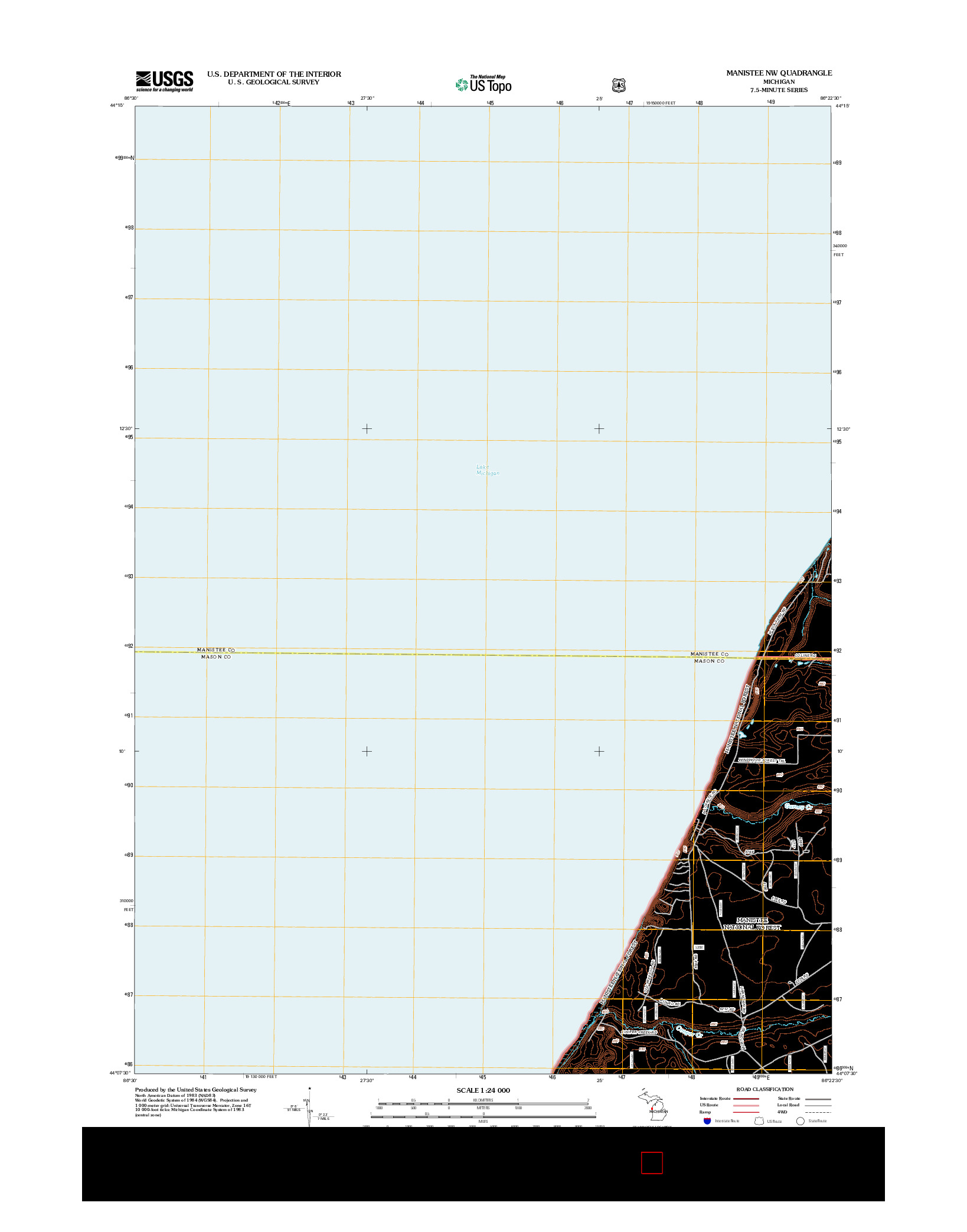 USGS US TOPO 7.5-MINUTE MAP FOR MANISTEE NW, MI 2012