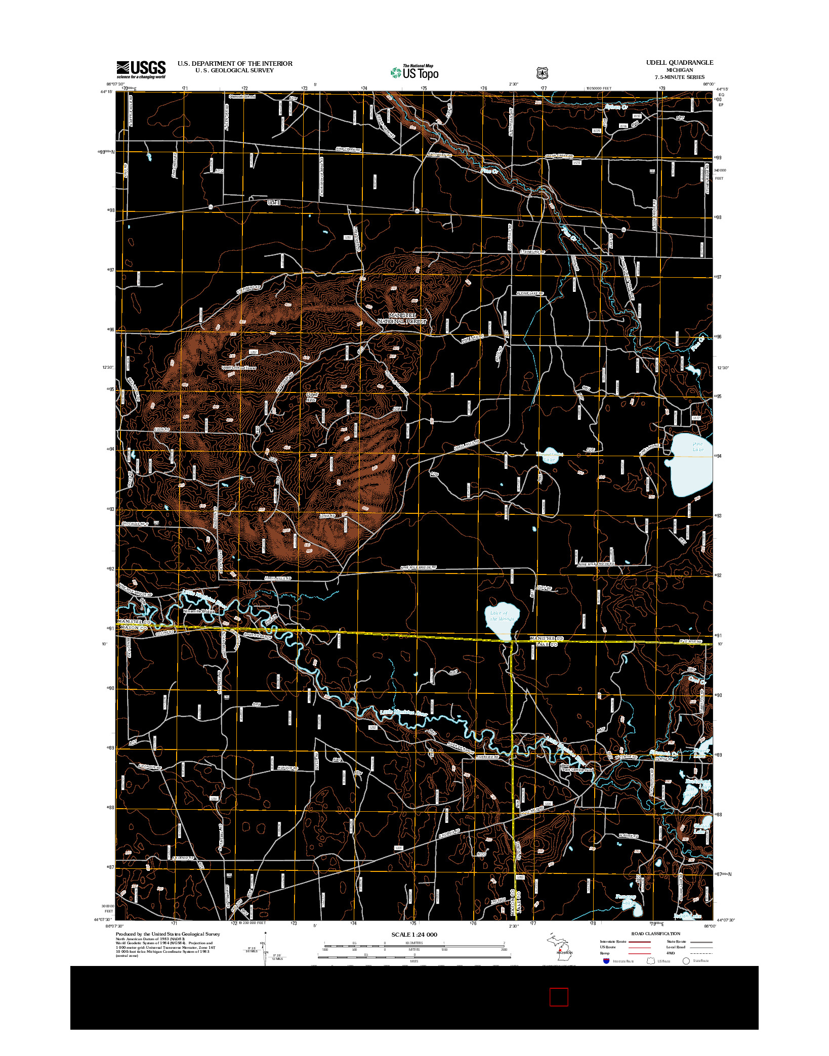 USGS US TOPO 7.5-MINUTE MAP FOR UDELL, MI 2012