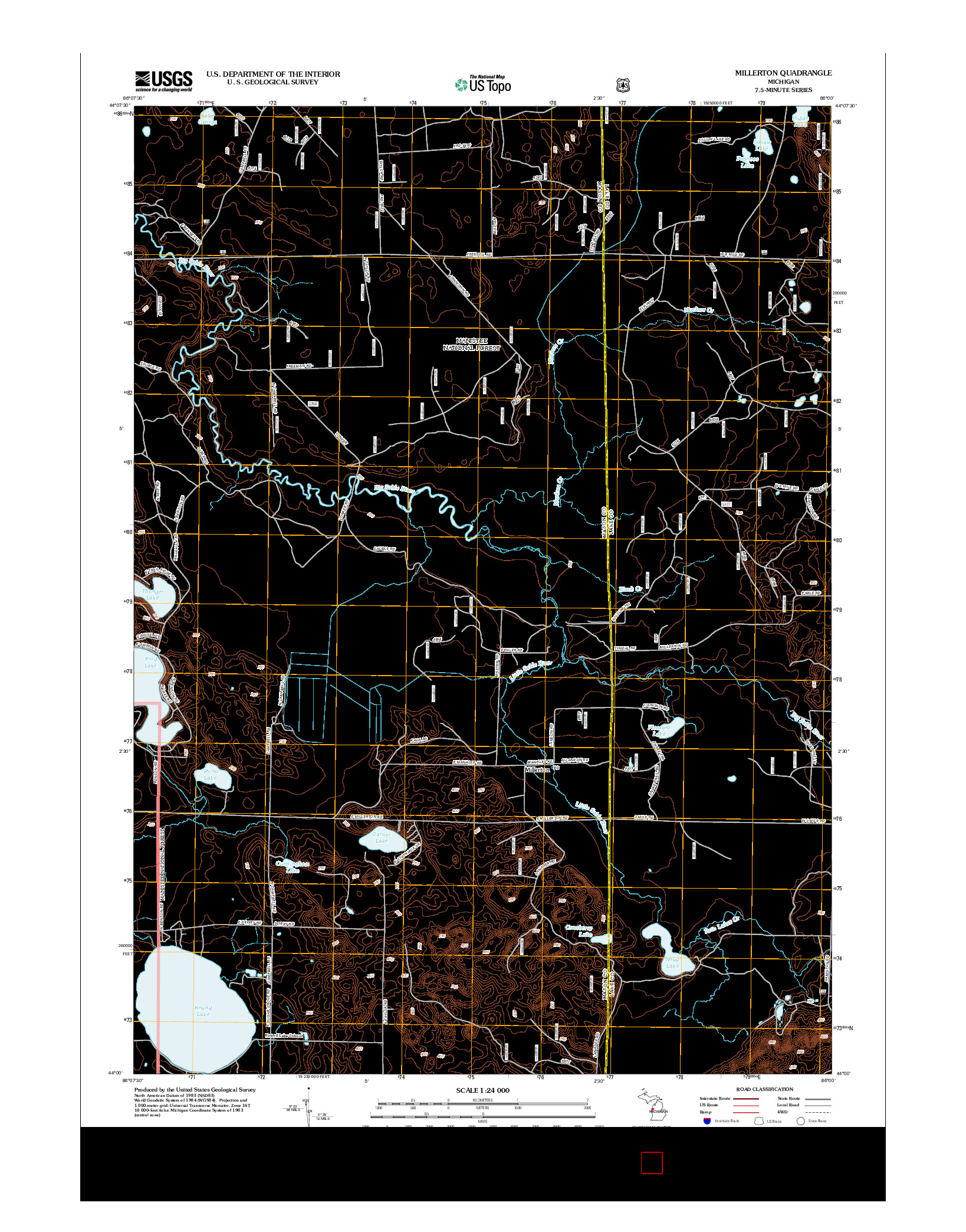 USGS US TOPO 7.5-MINUTE MAP FOR MILLERTON, MI 2012