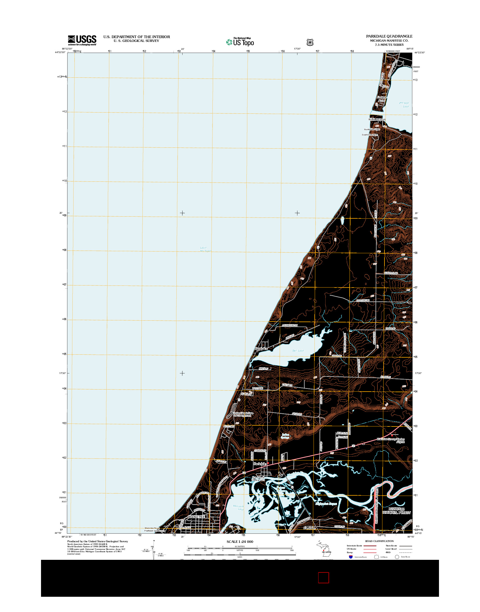 USGS US TOPO 7.5-MINUTE MAP FOR PARKDALE, MI 2012