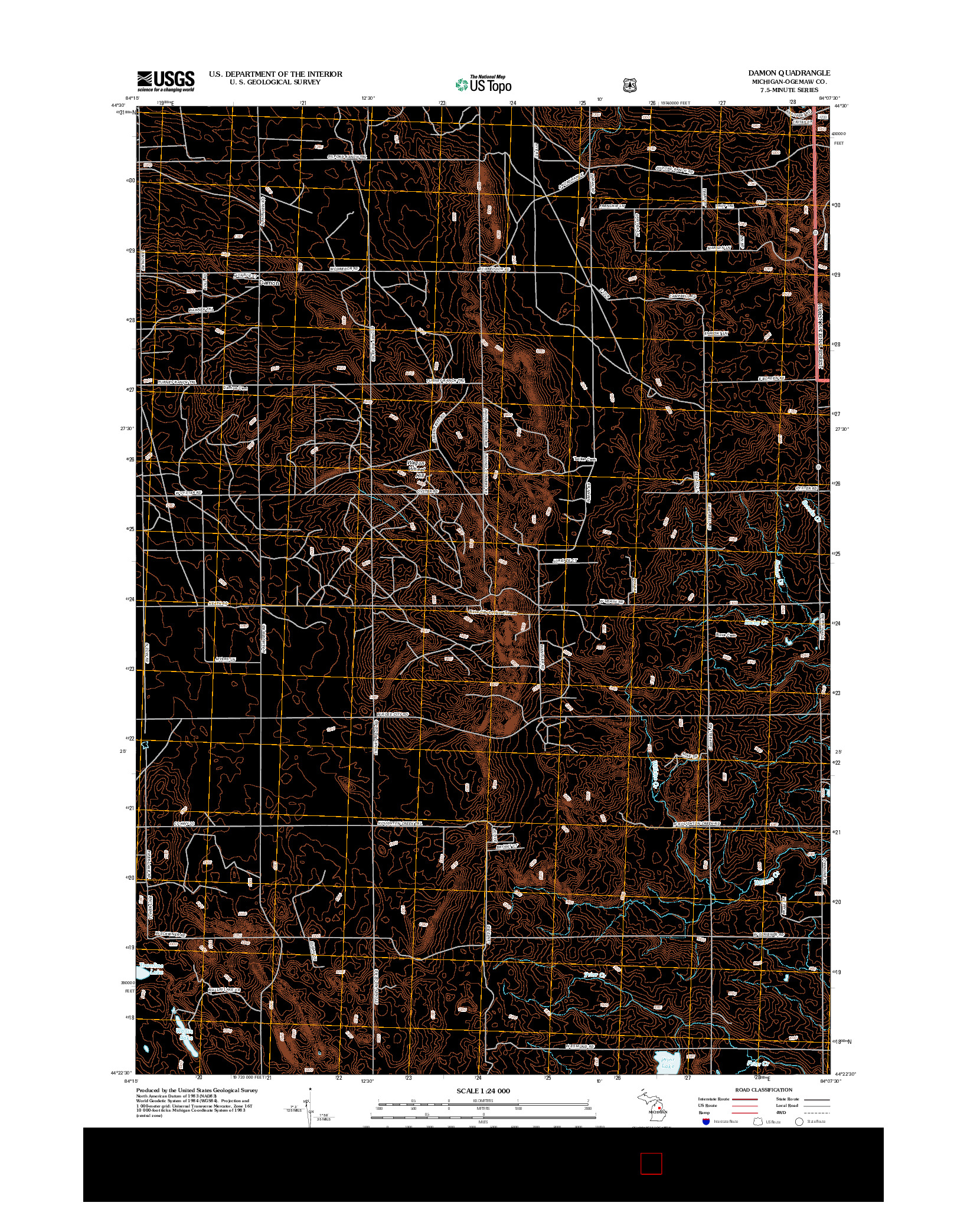 USGS US TOPO 7.5-MINUTE MAP FOR DAMON, MI 2012