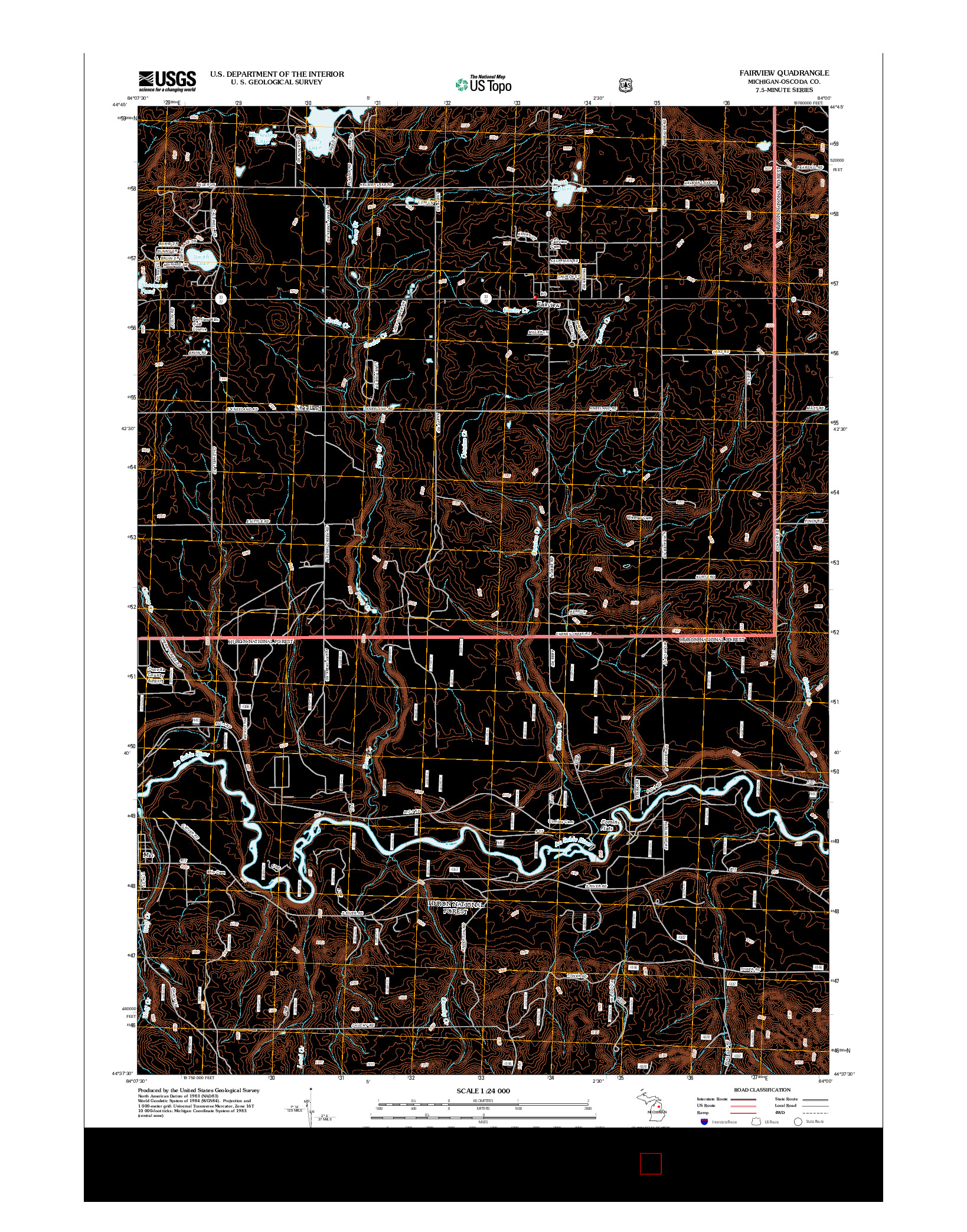 USGS US TOPO 7.5-MINUTE MAP FOR FAIRVIEW, MI 2012