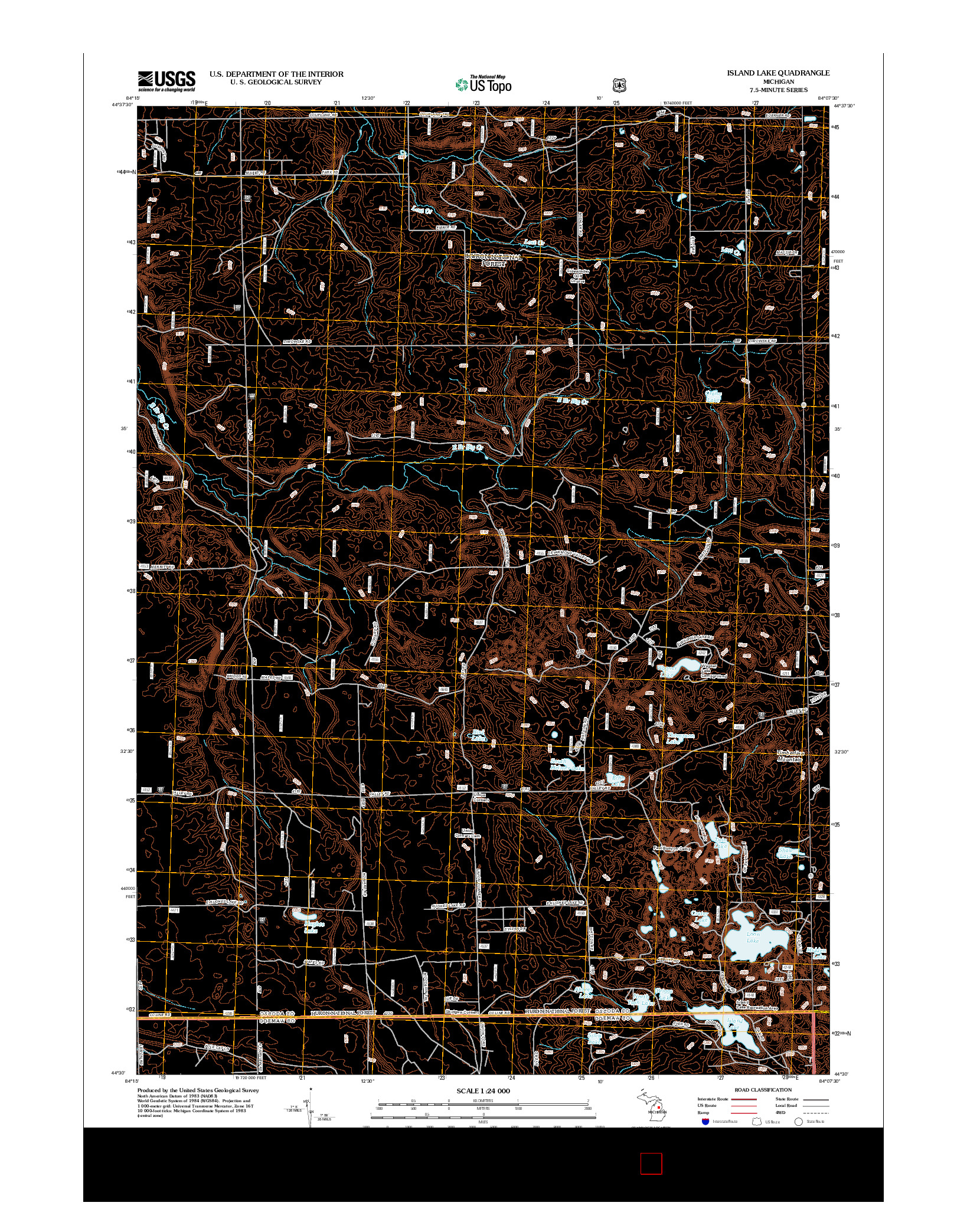 USGS US TOPO 7.5-MINUTE MAP FOR ISLAND LAKE, MI 2012