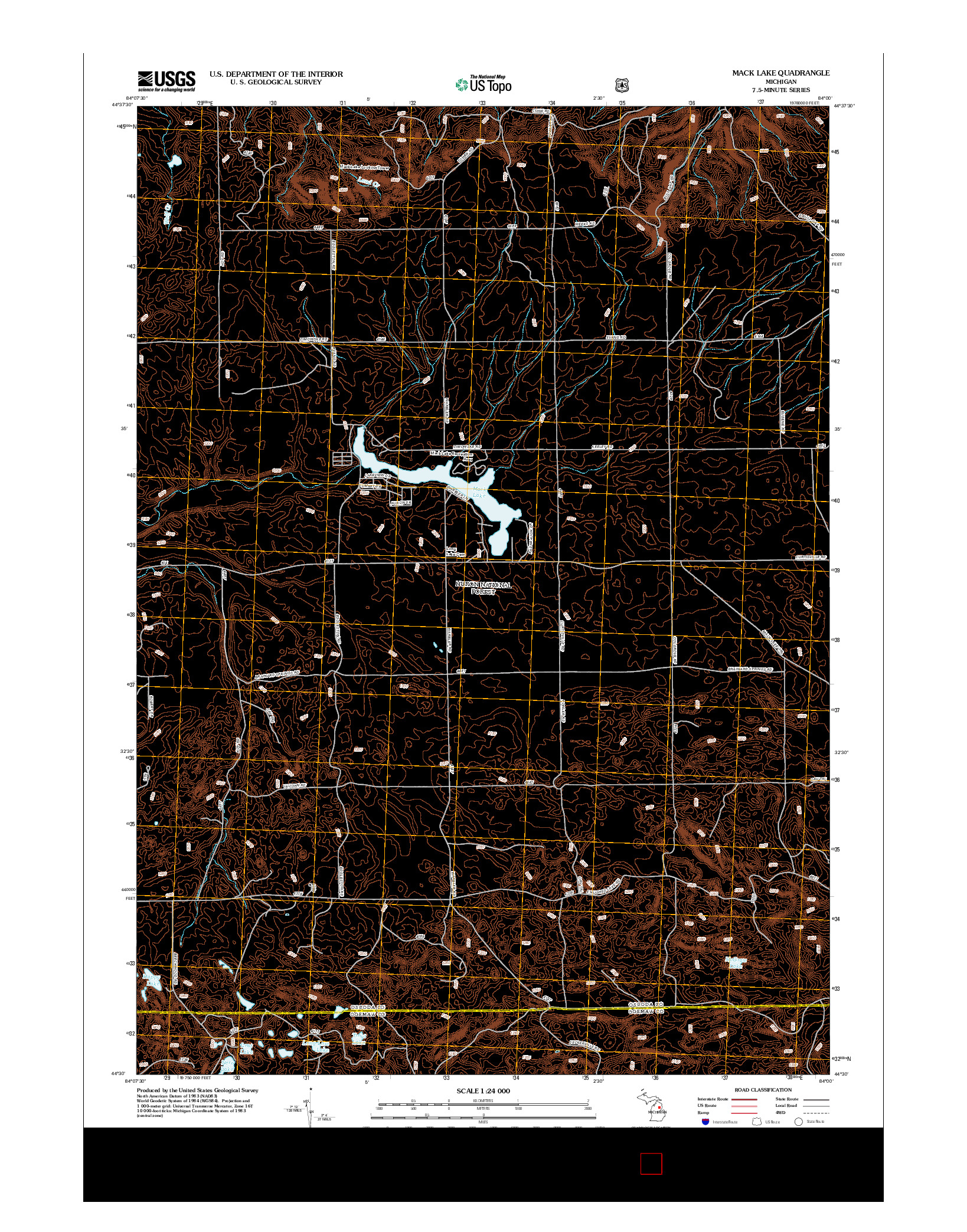 USGS US TOPO 7.5-MINUTE MAP FOR MACK LAKE, MI 2012