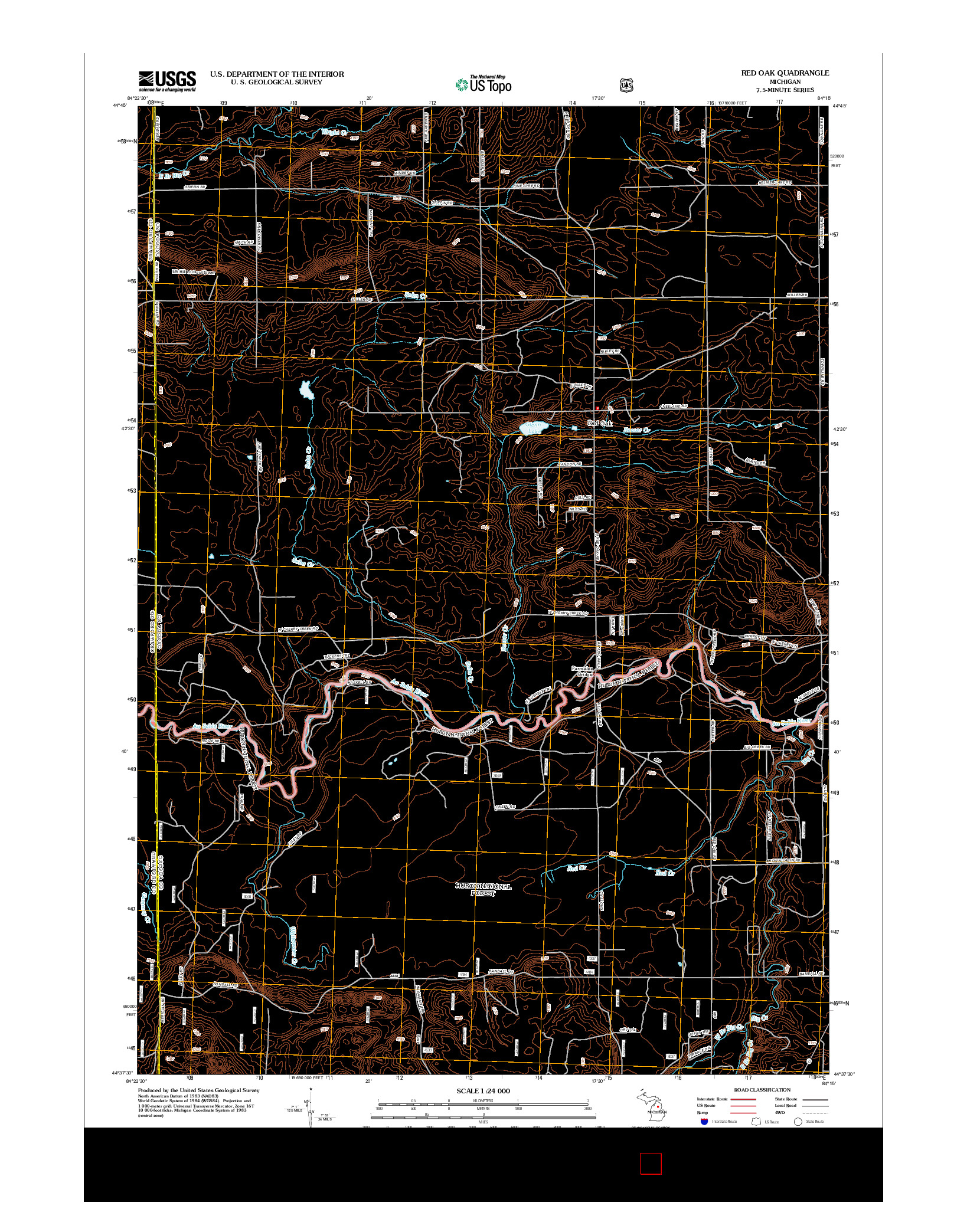 USGS US TOPO 7.5-MINUTE MAP FOR RED OAK, MI 2012