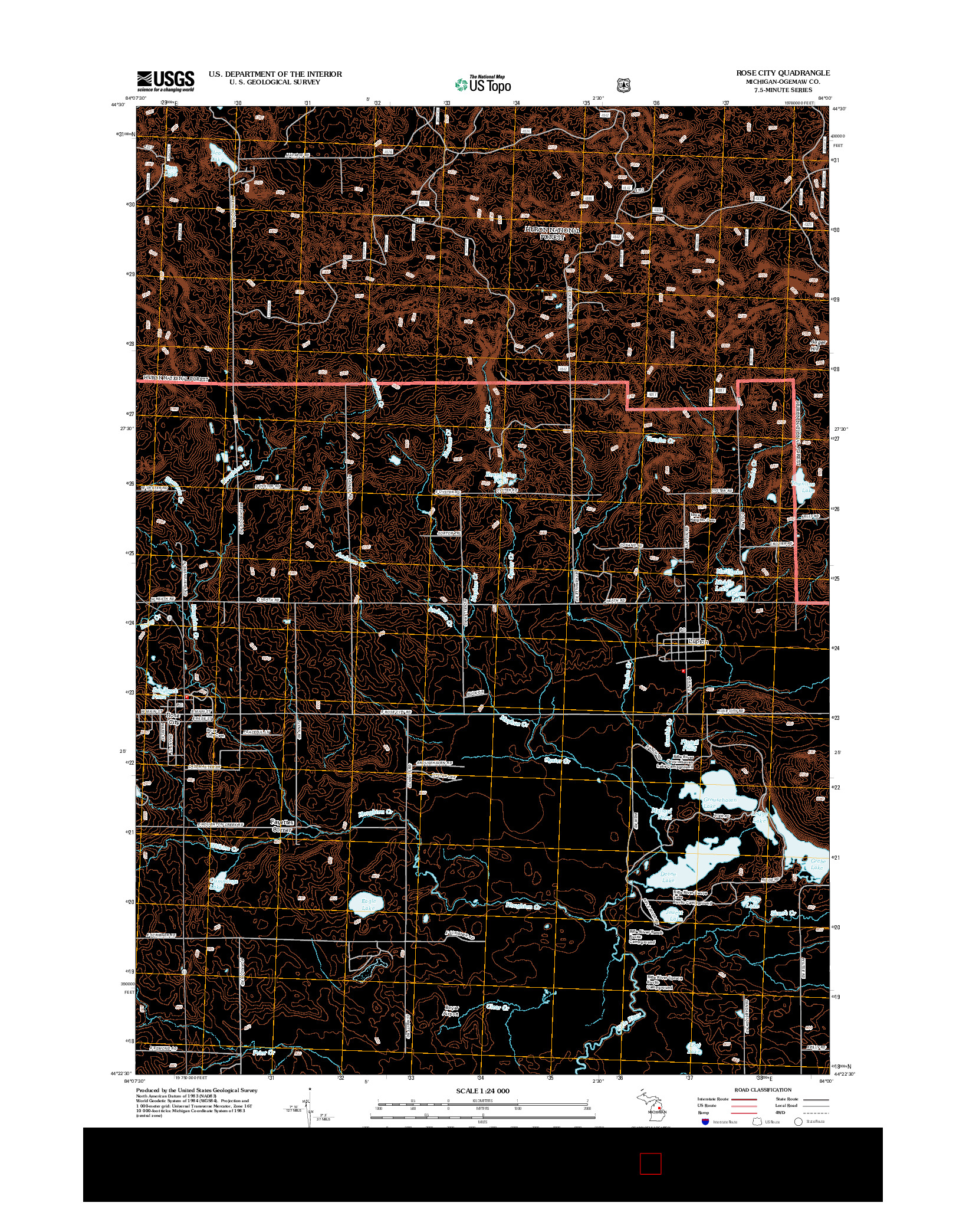 USGS US TOPO 7.5-MINUTE MAP FOR ROSE CITY, MI 2012