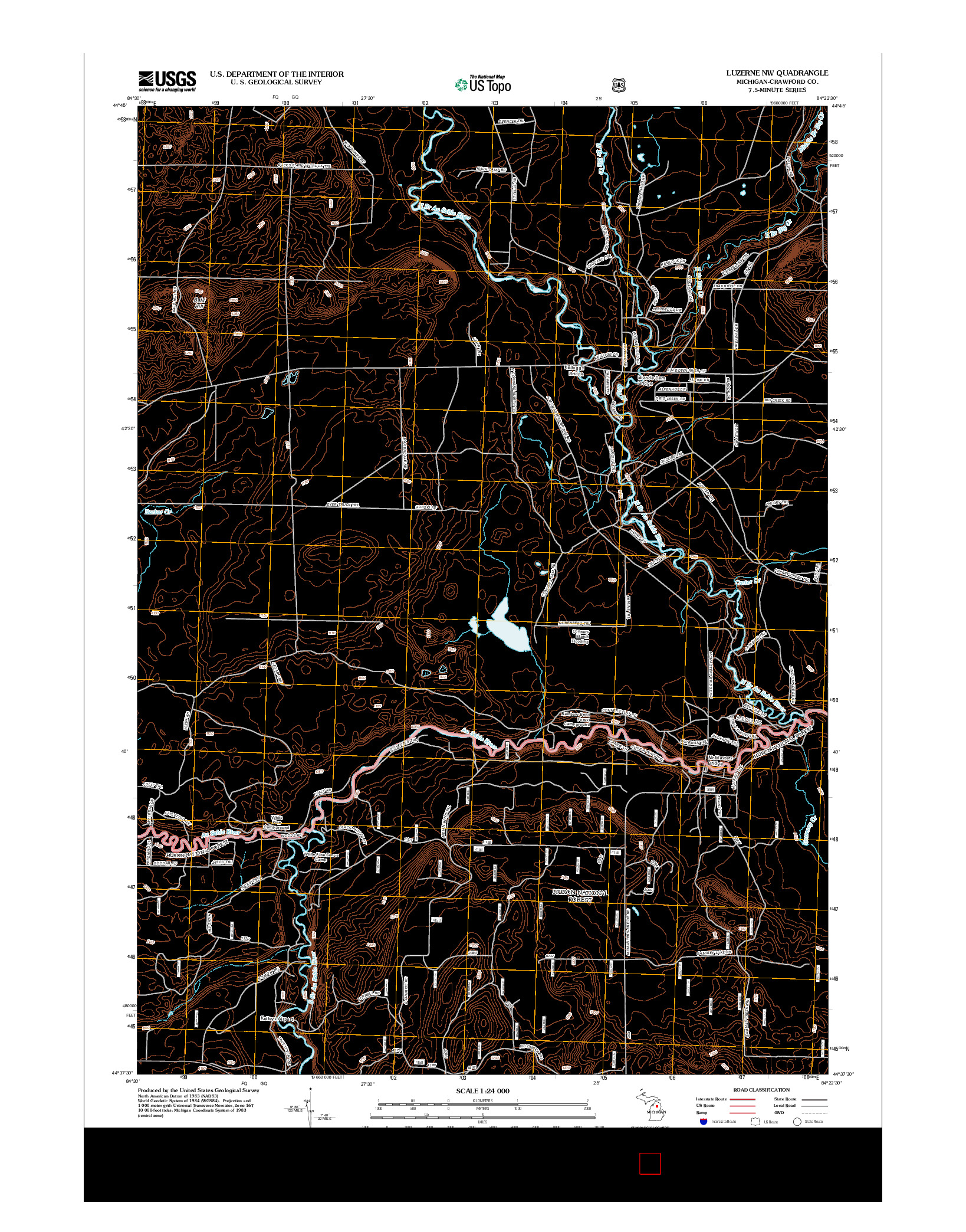 USGS US TOPO 7.5-MINUTE MAP FOR LUZERNE NW, MI 2012