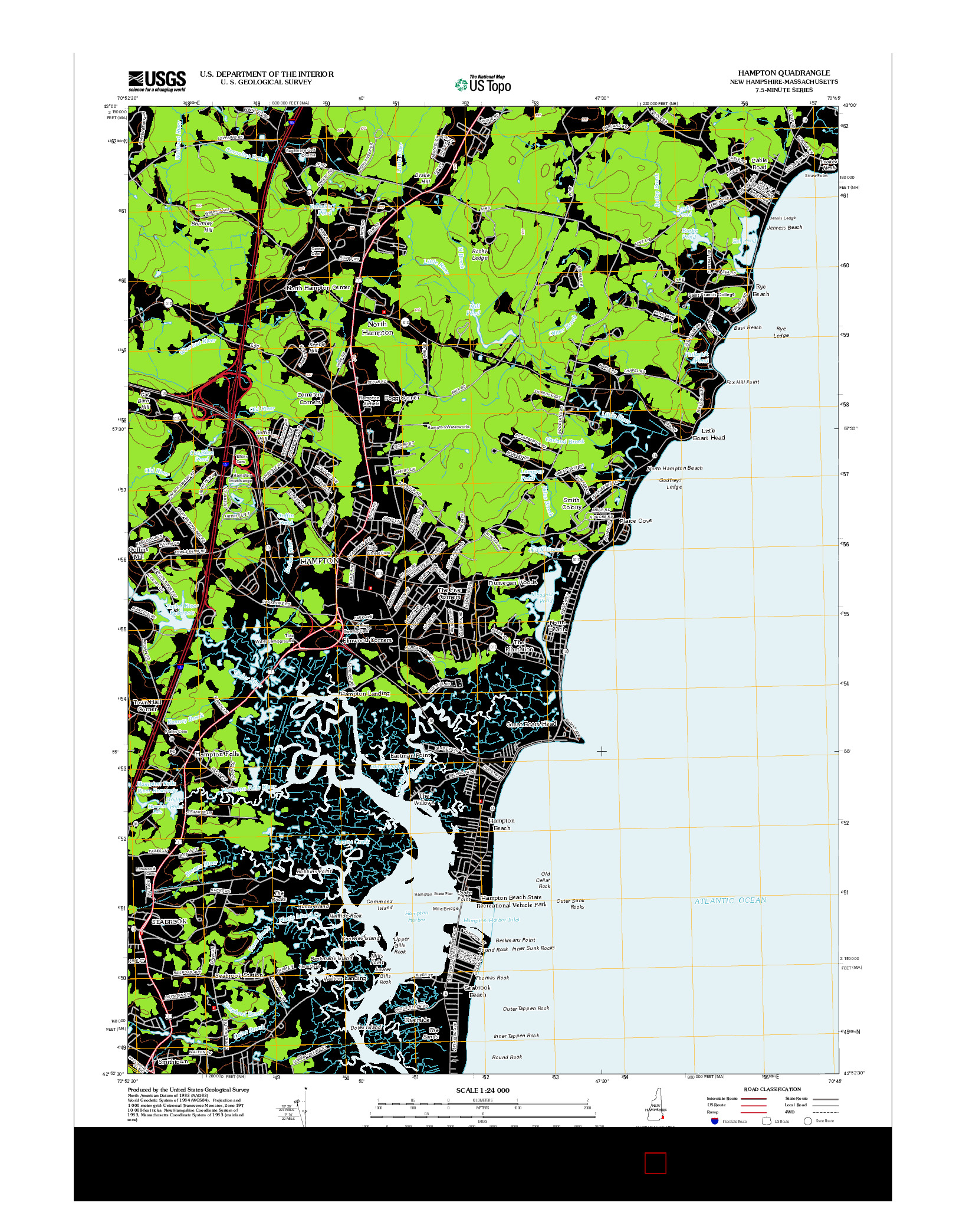 USGS US TOPO 7.5-MINUTE MAP FOR HAMPTON, NH-MA 2012
