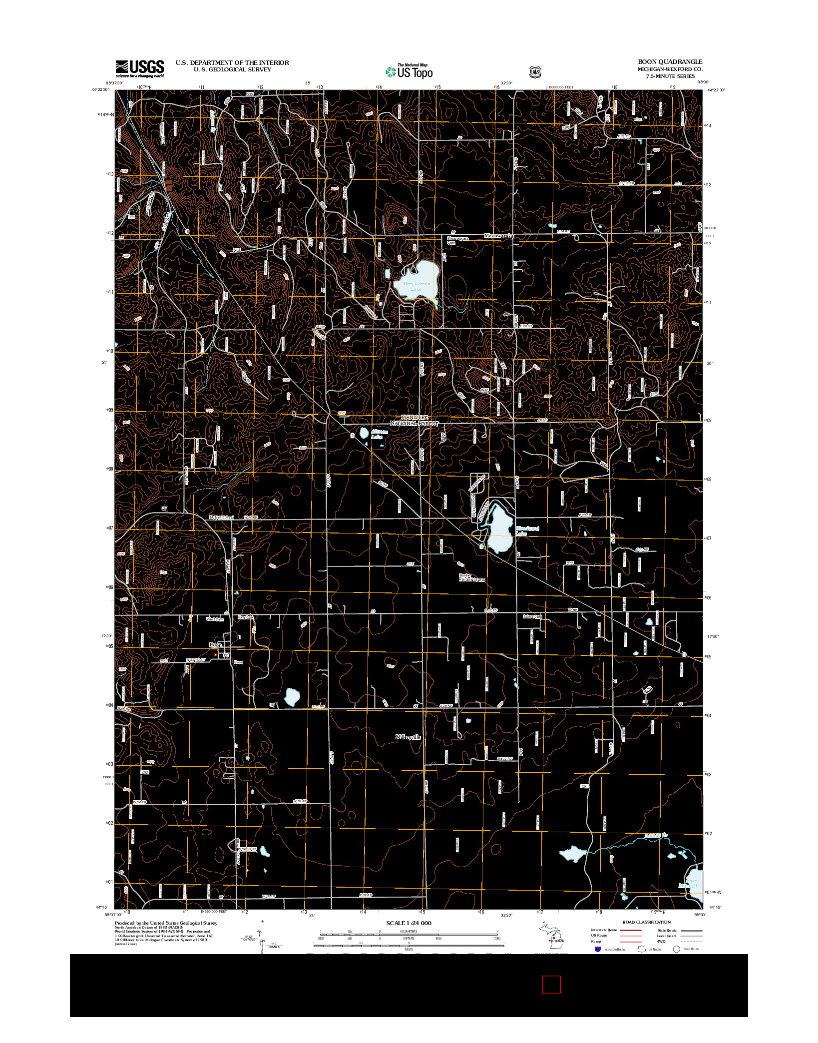 USGS US TOPO 7.5-MINUTE MAP FOR BOON, MI 2012