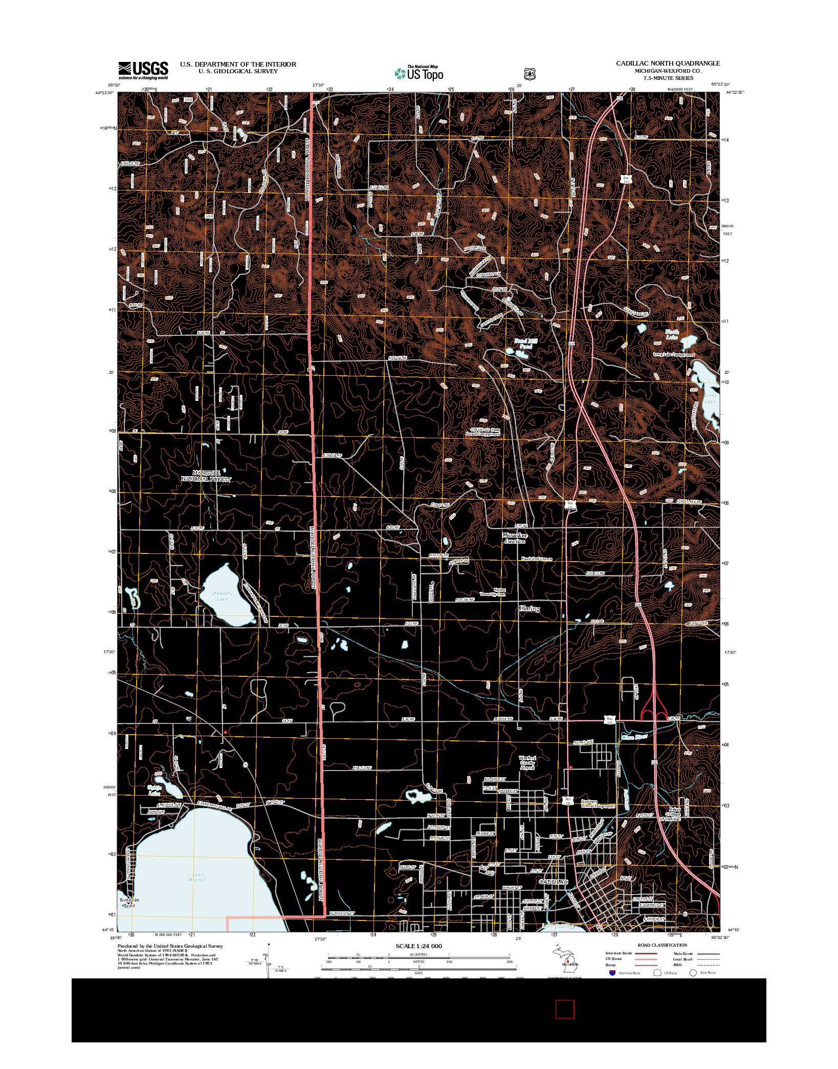 USGS US TOPO 7.5-MINUTE MAP FOR CADILLAC NORTH, MI 2012
