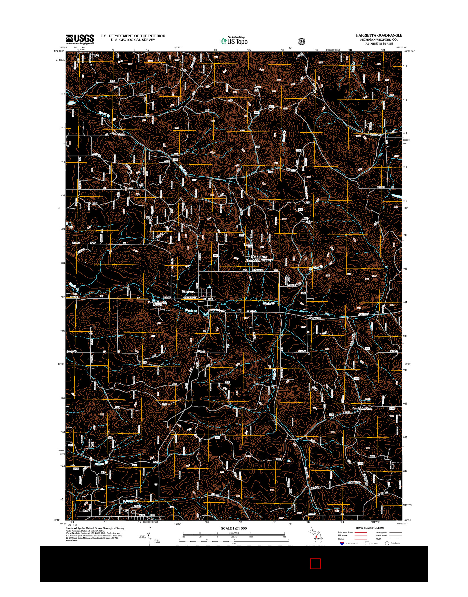 USGS US TOPO 7.5-MINUTE MAP FOR HARRIETTA, MI 2012