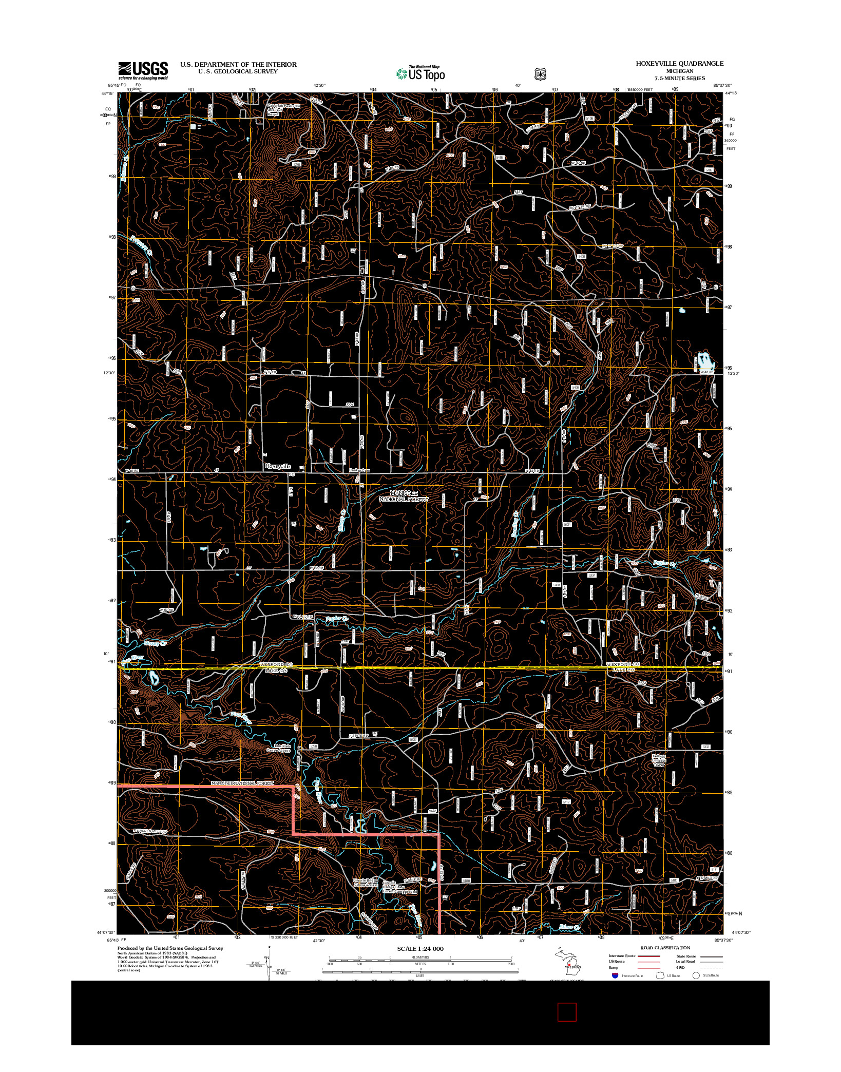 USGS US TOPO 7.5-MINUTE MAP FOR HOXEYVILLE, MI 2012