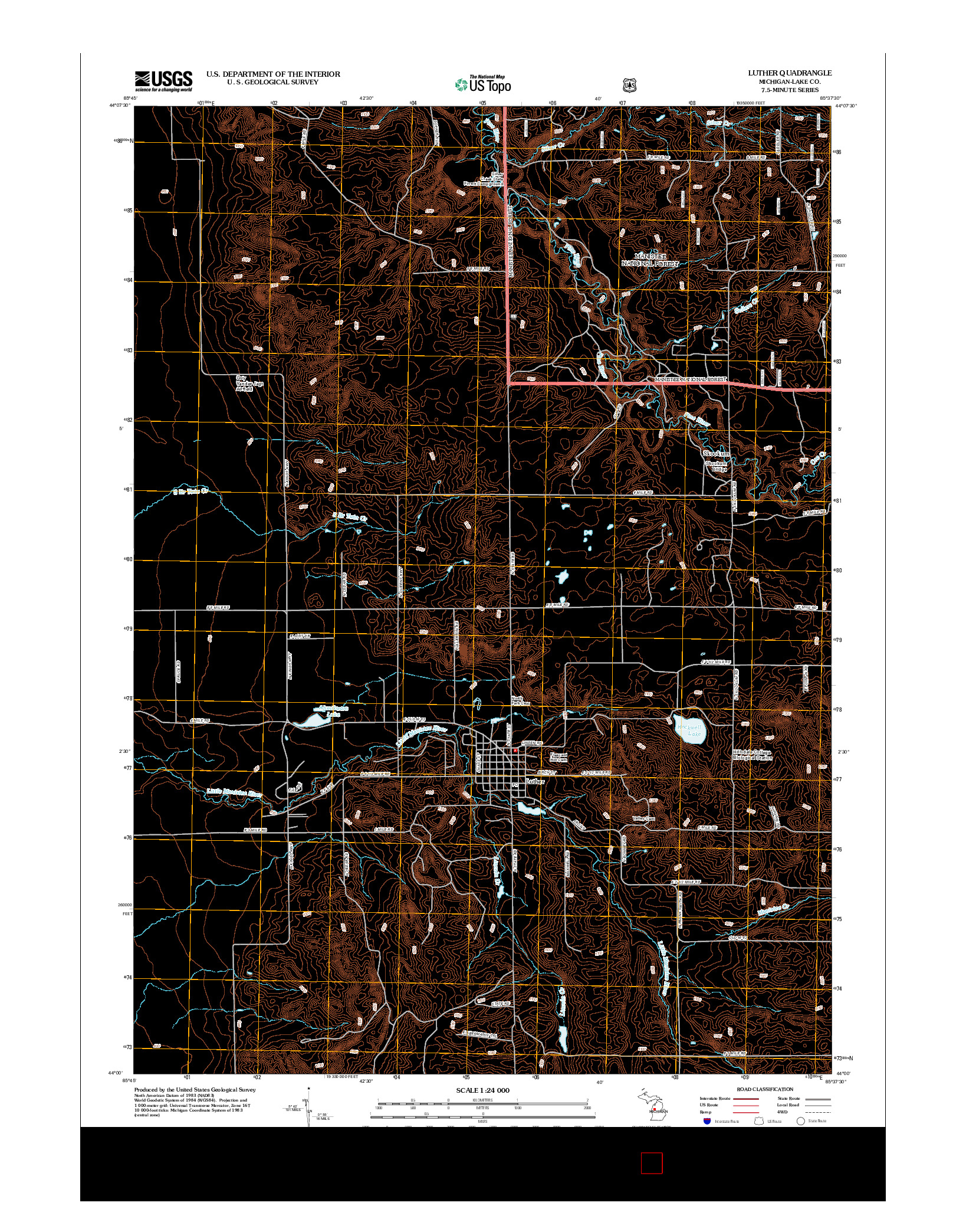 USGS US TOPO 7.5-MINUTE MAP FOR LUTHER, MI 2012