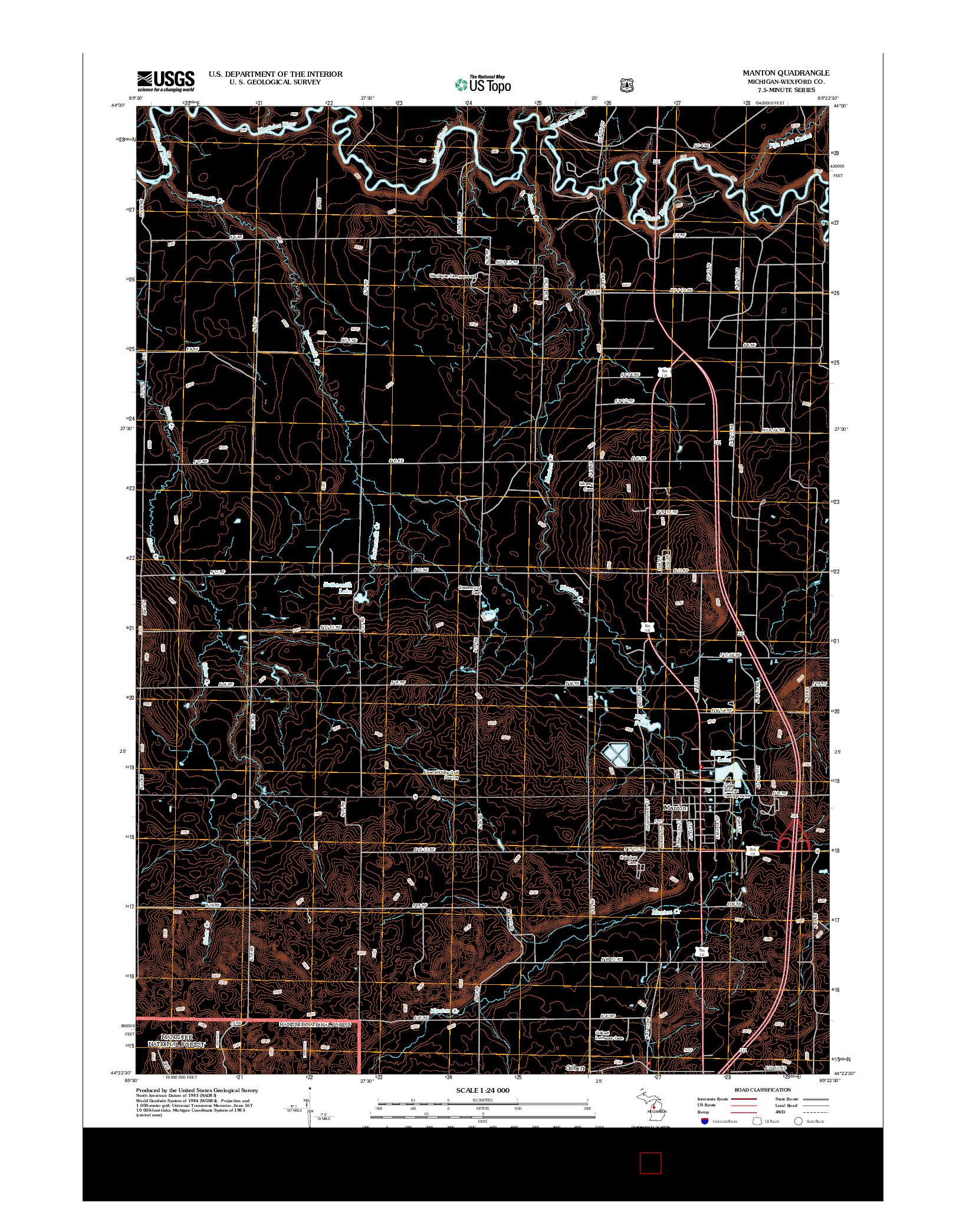 USGS US TOPO 7.5-MINUTE MAP FOR MANTON, MI 2012