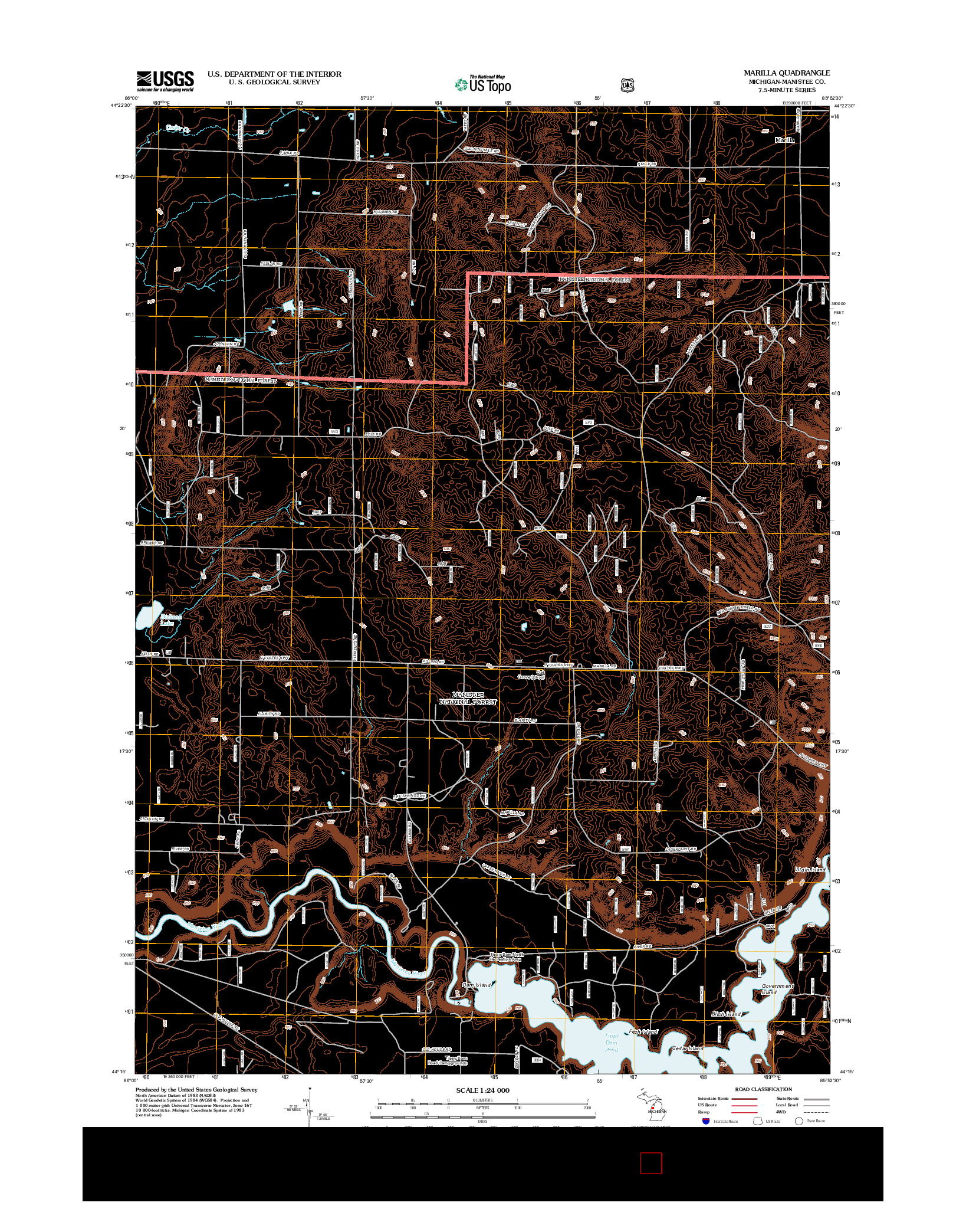 USGS US TOPO 7.5-MINUTE MAP FOR MARILLA, MI 2012