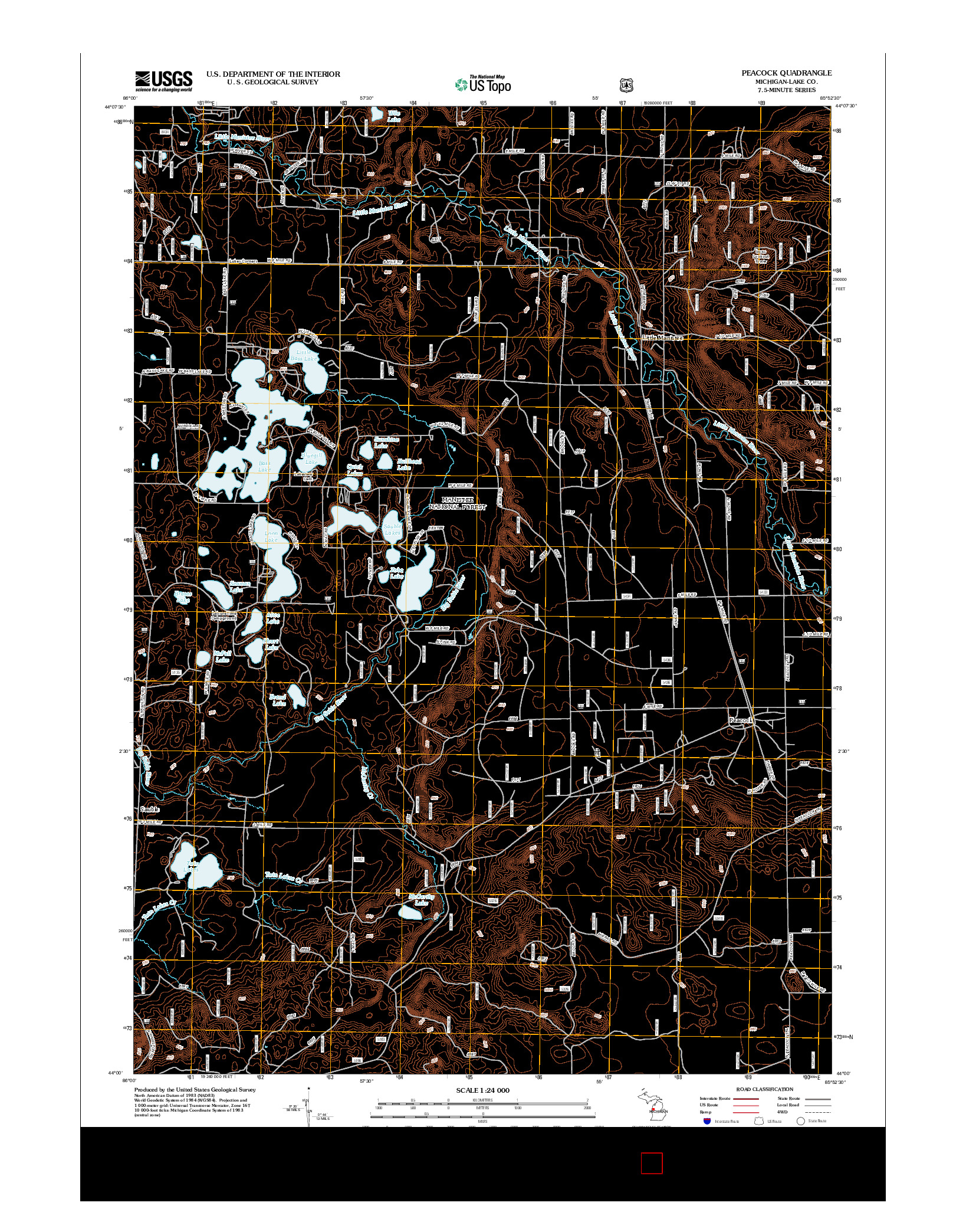 USGS US TOPO 7.5-MINUTE MAP FOR PEACOCK, MI 2012