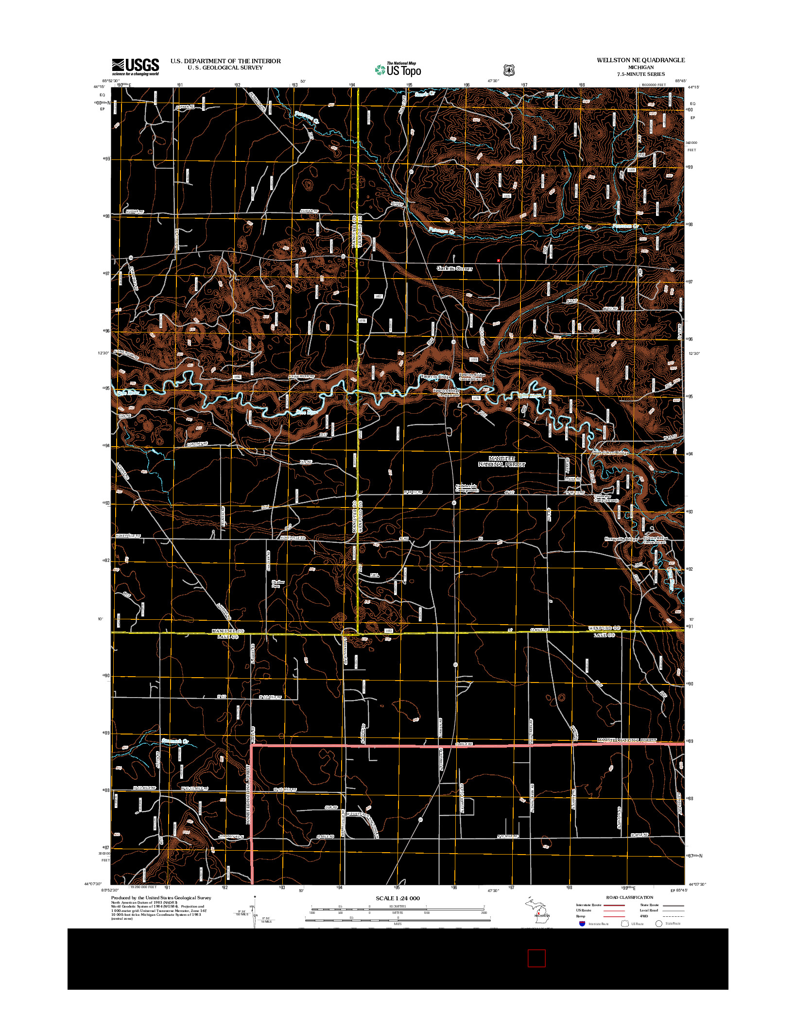 USGS US TOPO 7.5-MINUTE MAP FOR WELLSTON NE, MI 2012