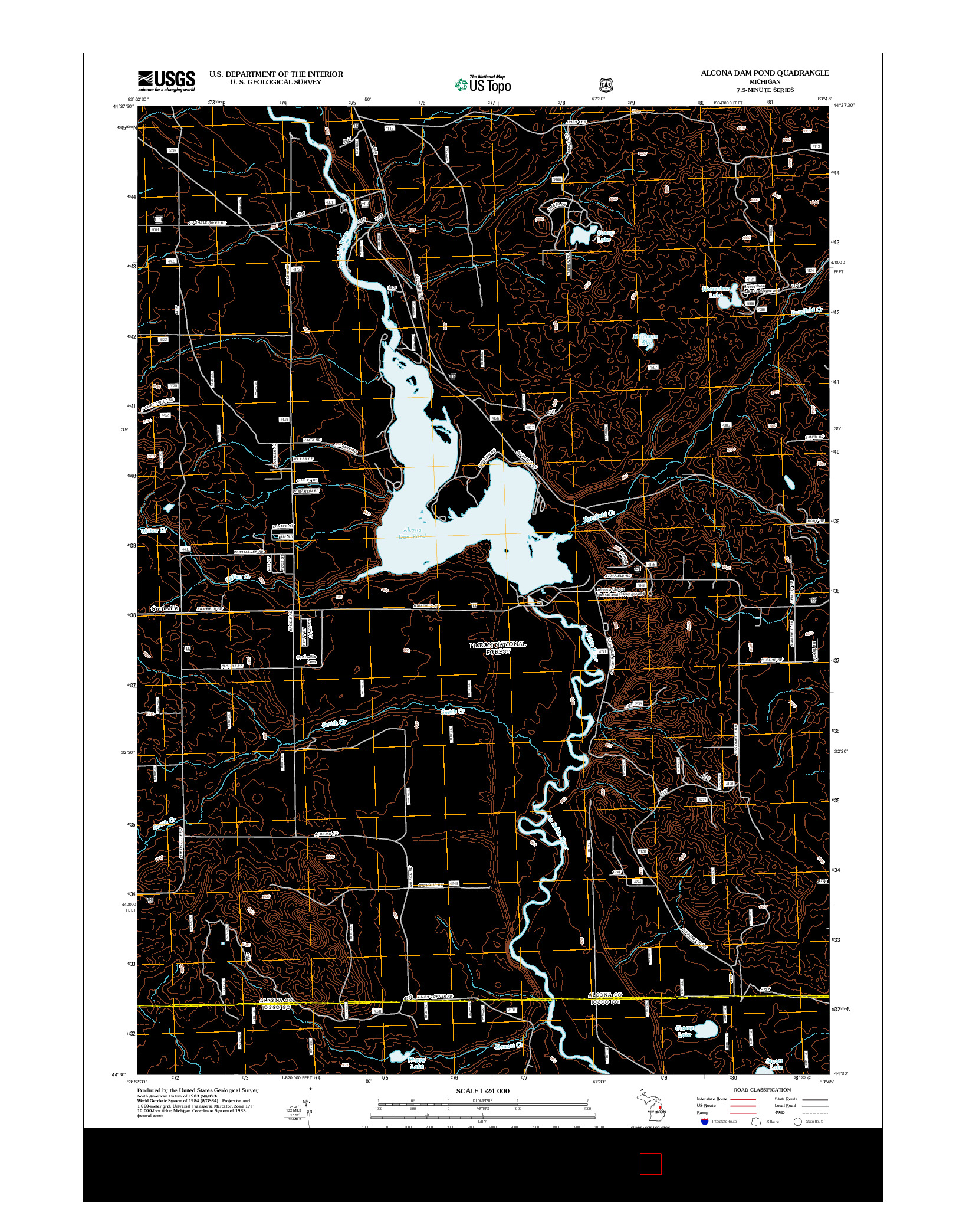 USGS US TOPO 7.5-MINUTE MAP FOR ALCONA DAM POND, MI 2012