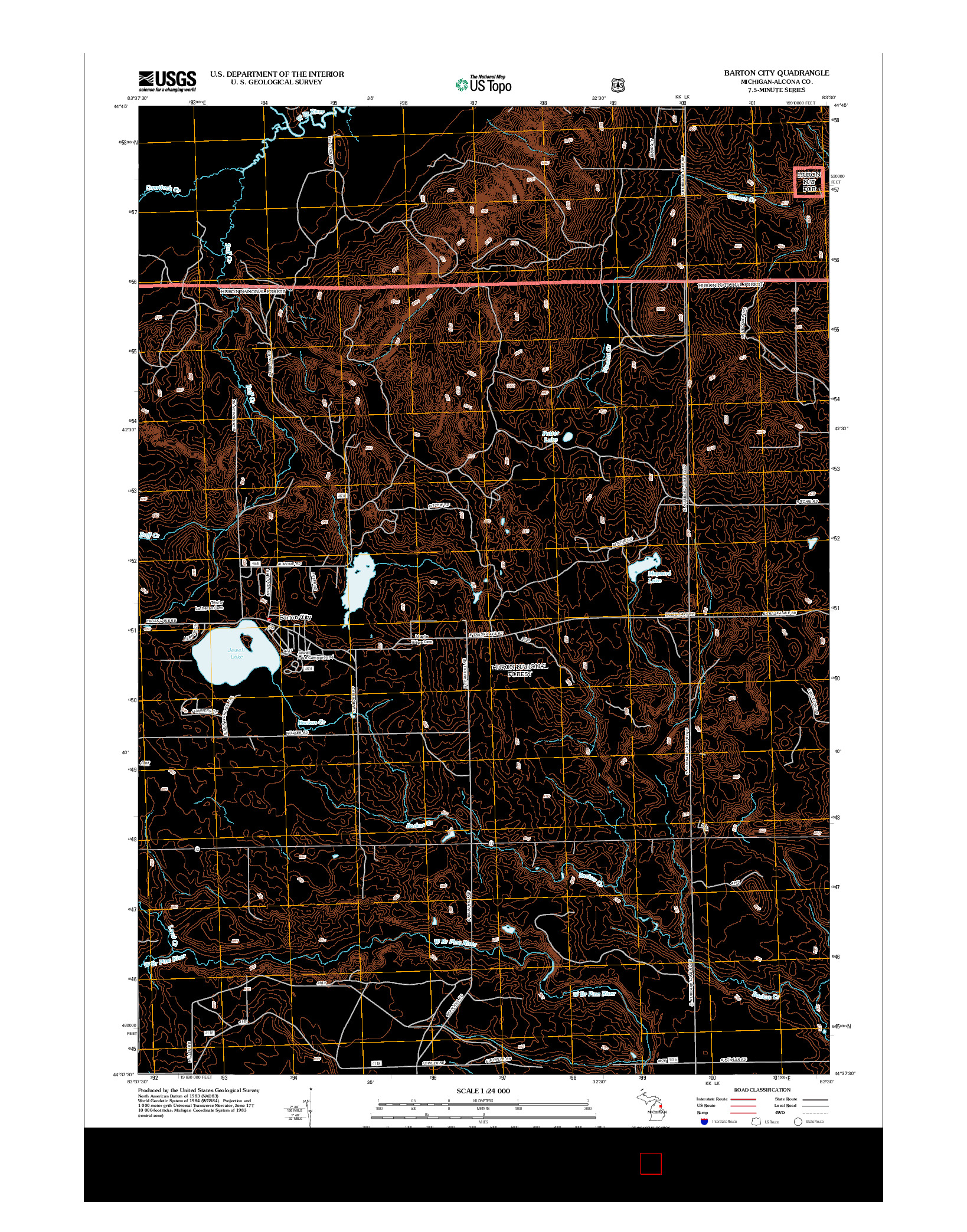 USGS US TOPO 7.5-MINUTE MAP FOR BARTON CITY, MI 2012
