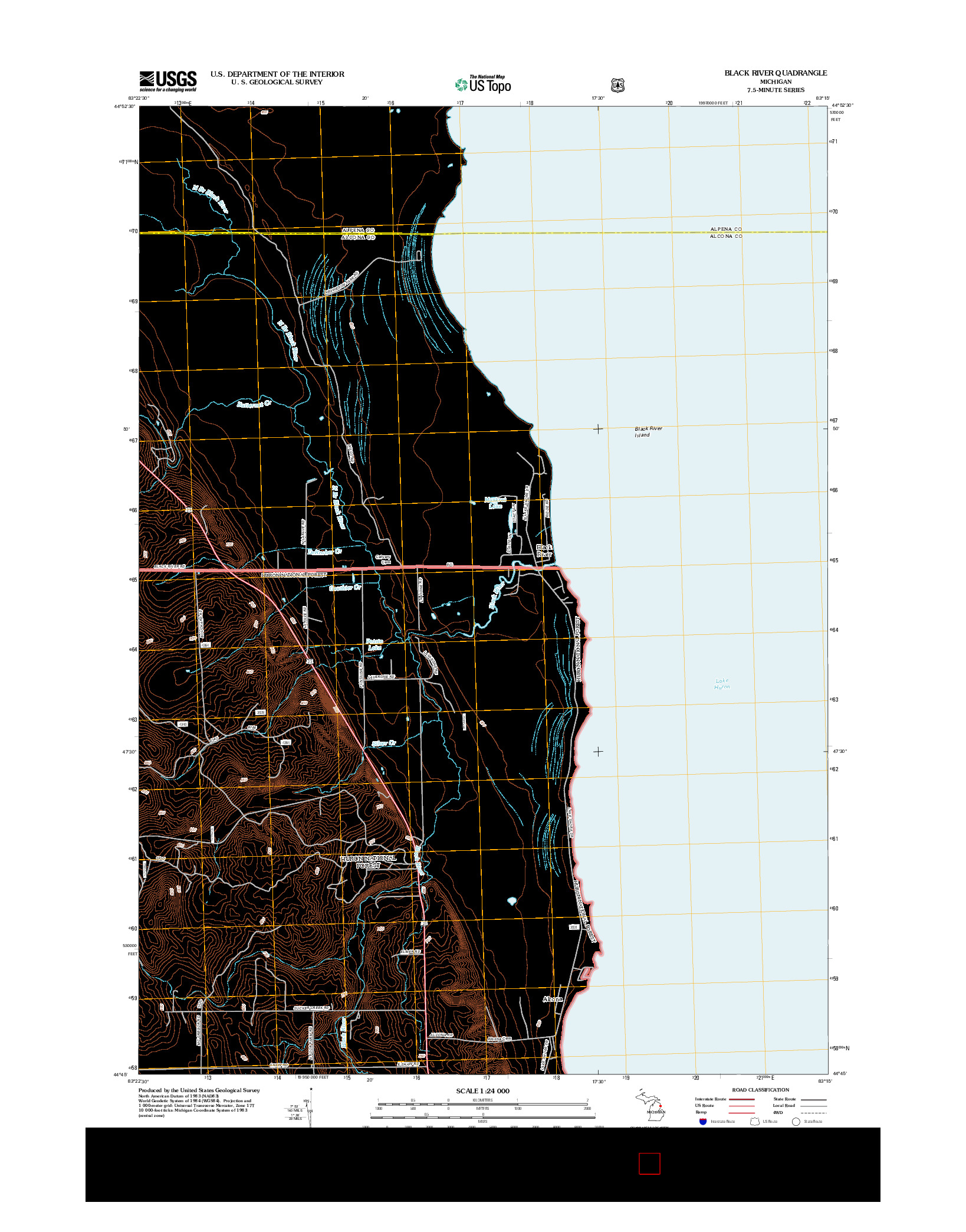 USGS US TOPO 7.5-MINUTE MAP FOR BLACK RIVER, MI 2012