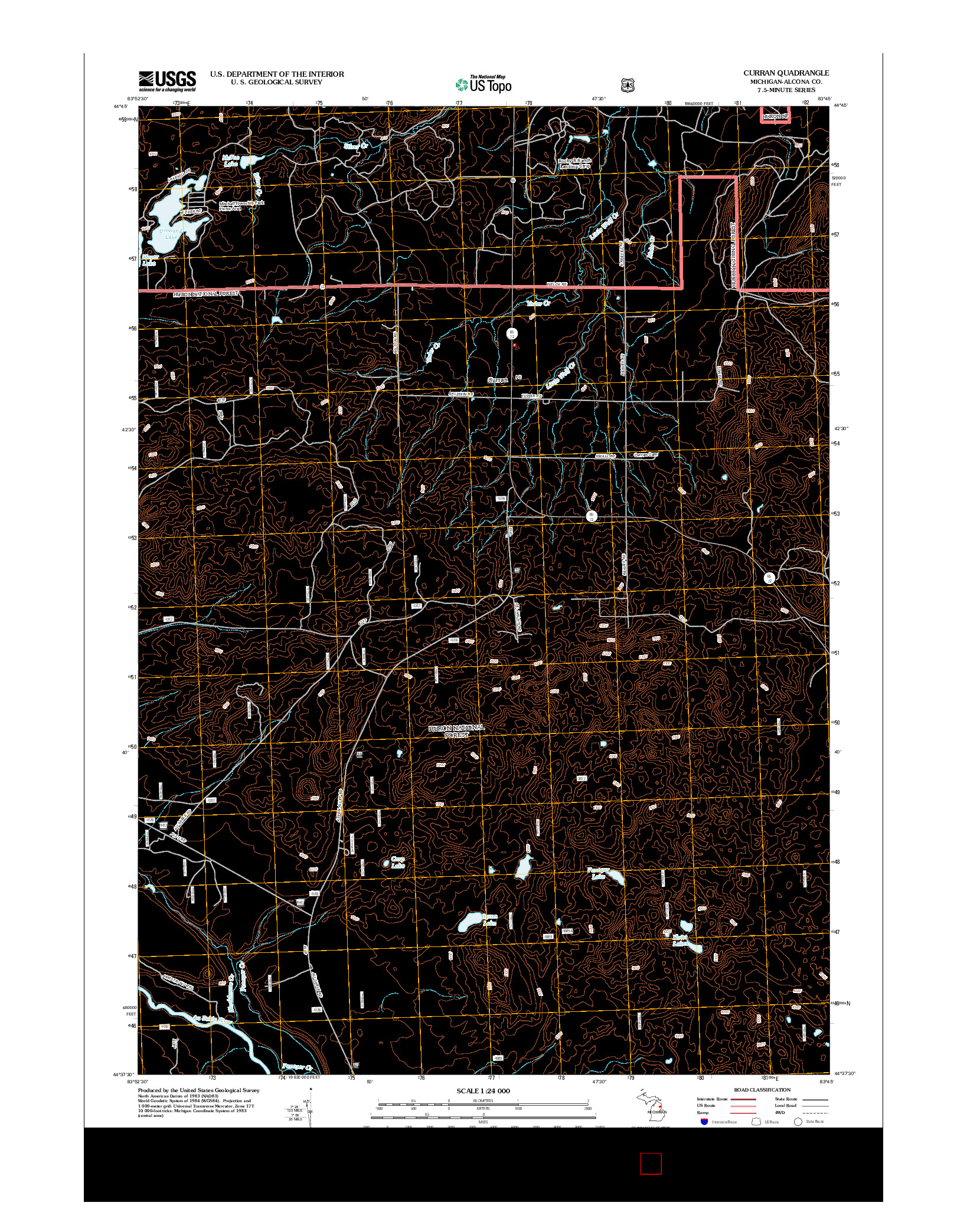 USGS US TOPO 7.5-MINUTE MAP FOR CURRAN, MI 2012