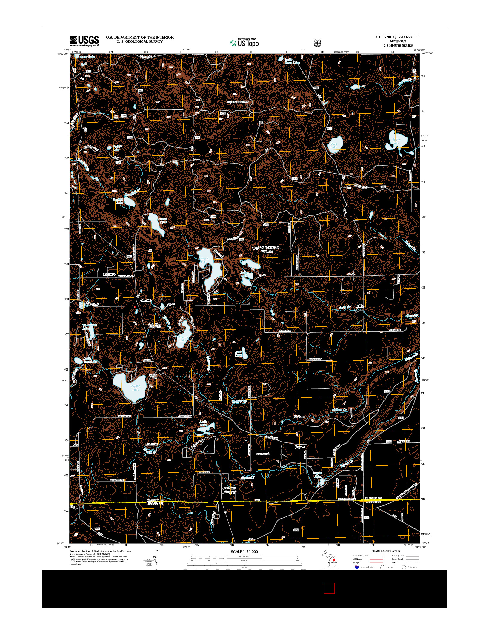 USGS US TOPO 7.5-MINUTE MAP FOR GLENNIE, MI 2012
