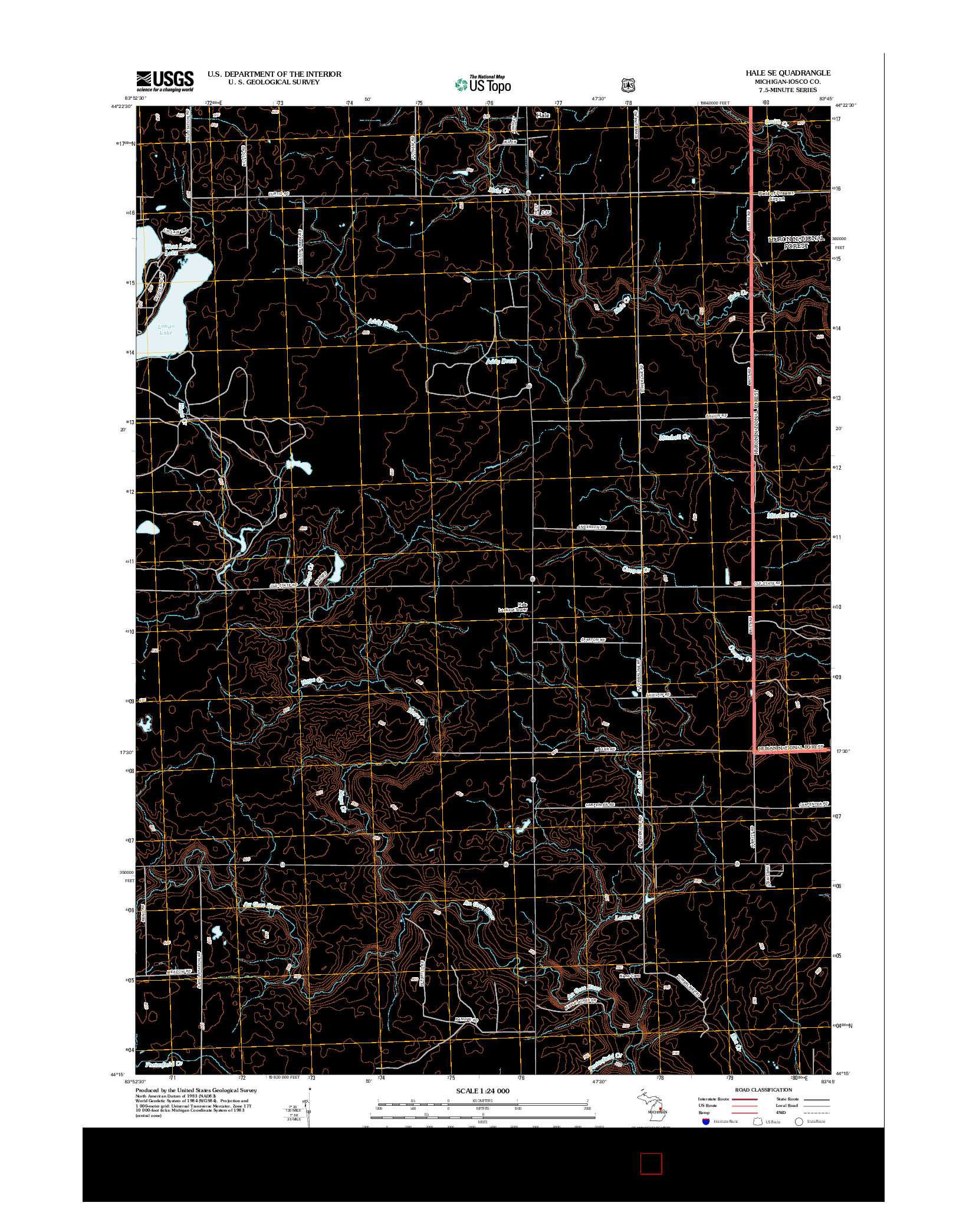 USGS US TOPO 7.5-MINUTE MAP FOR HALE SE, MI 2012