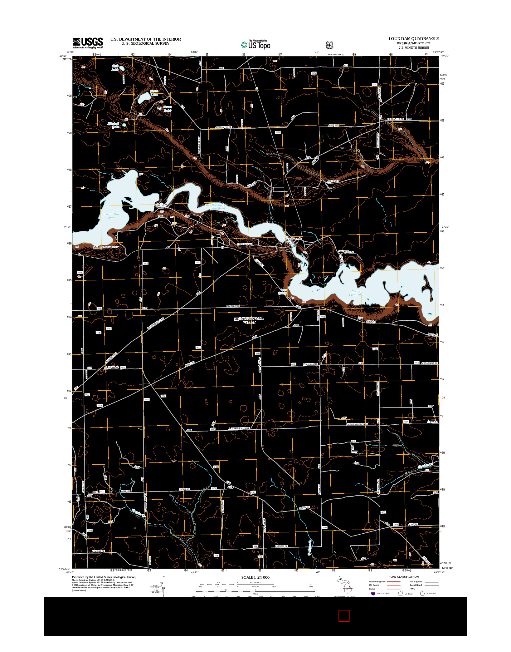 USGS US TOPO 7.5-MINUTE MAP FOR LOUD DAM, MI 2012
