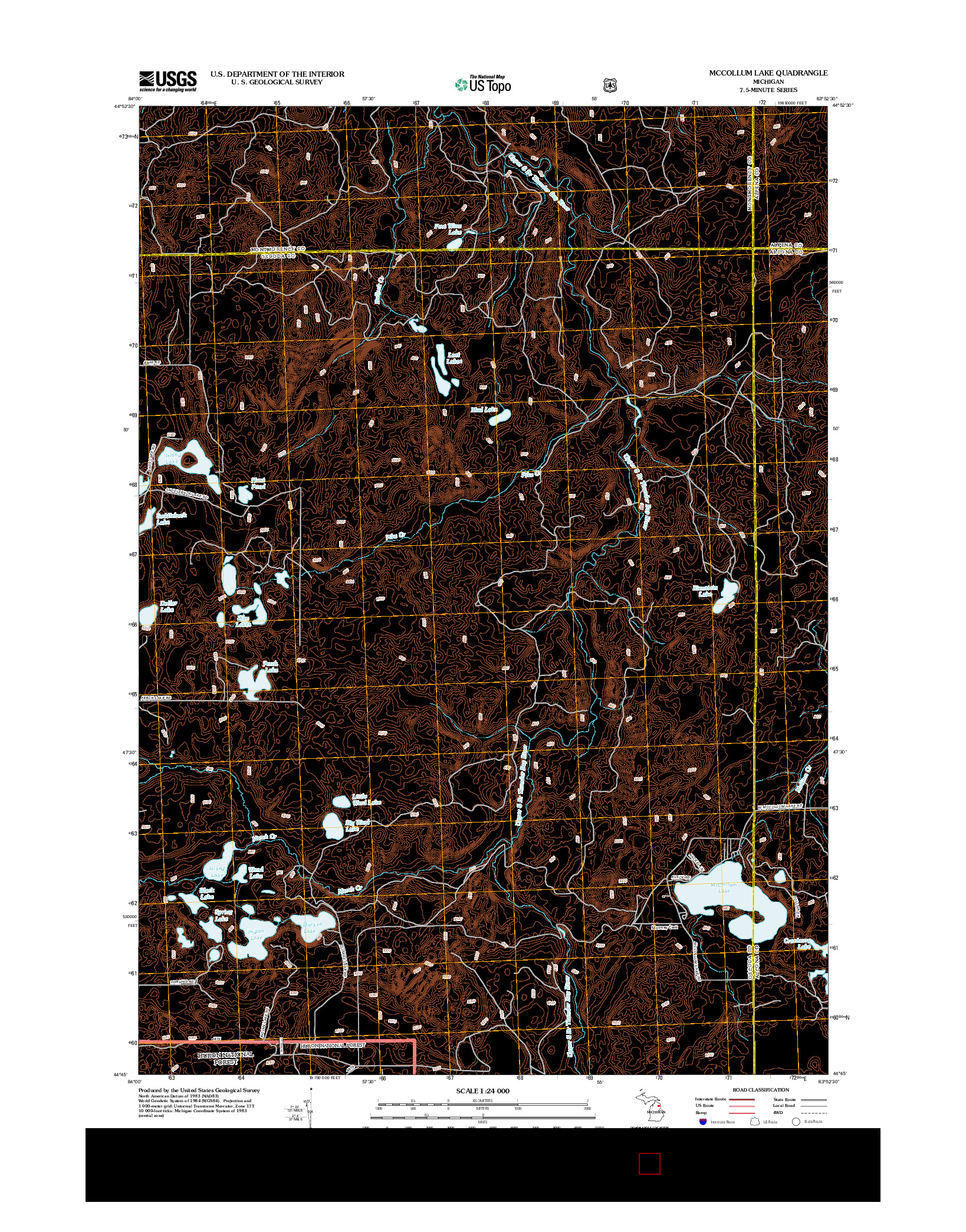 USGS US TOPO 7.5-MINUTE MAP FOR MCCOLLUM LAKE, MI 2012