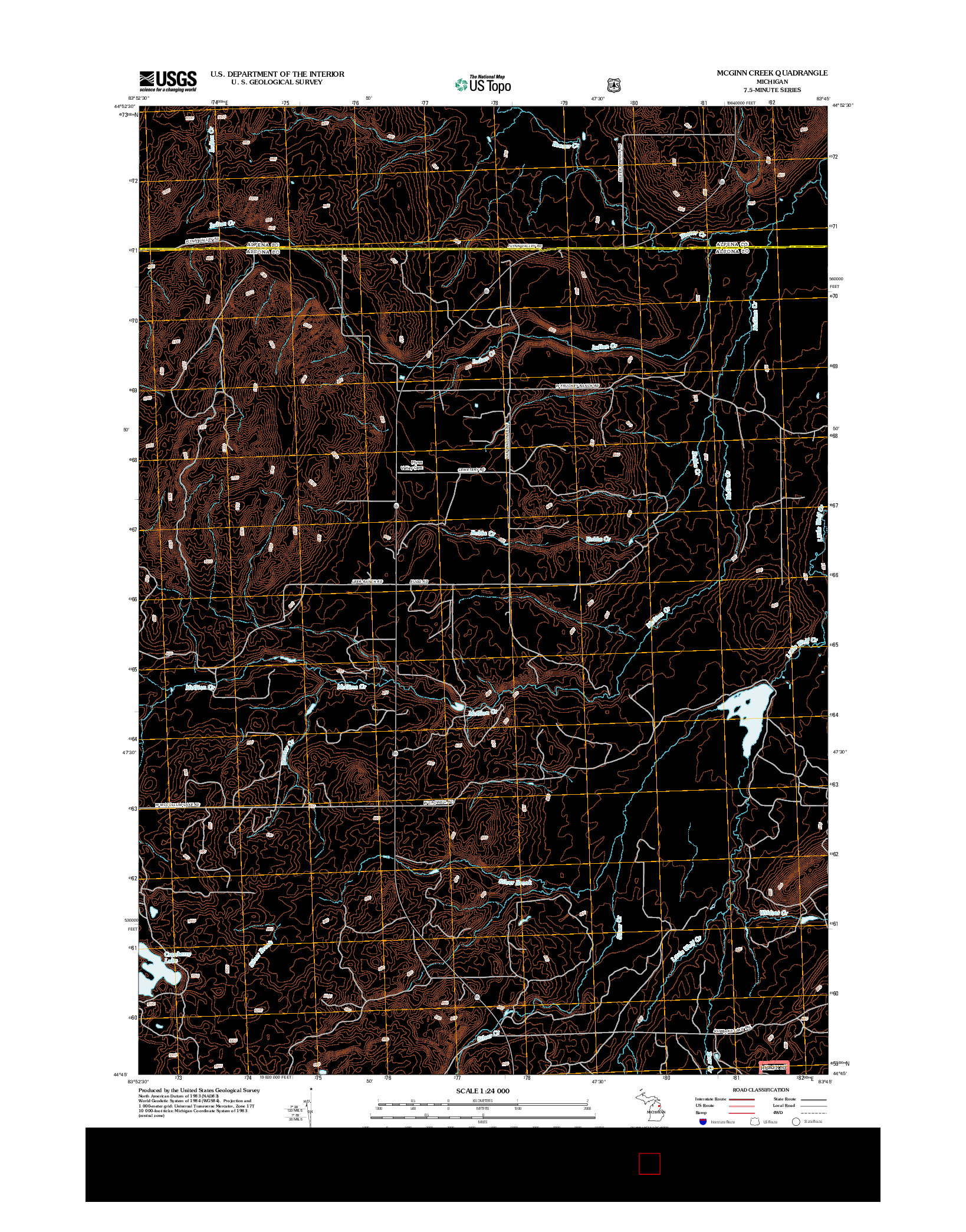 USGS US TOPO 7.5-MINUTE MAP FOR MCGINN CREEK, MI 2012